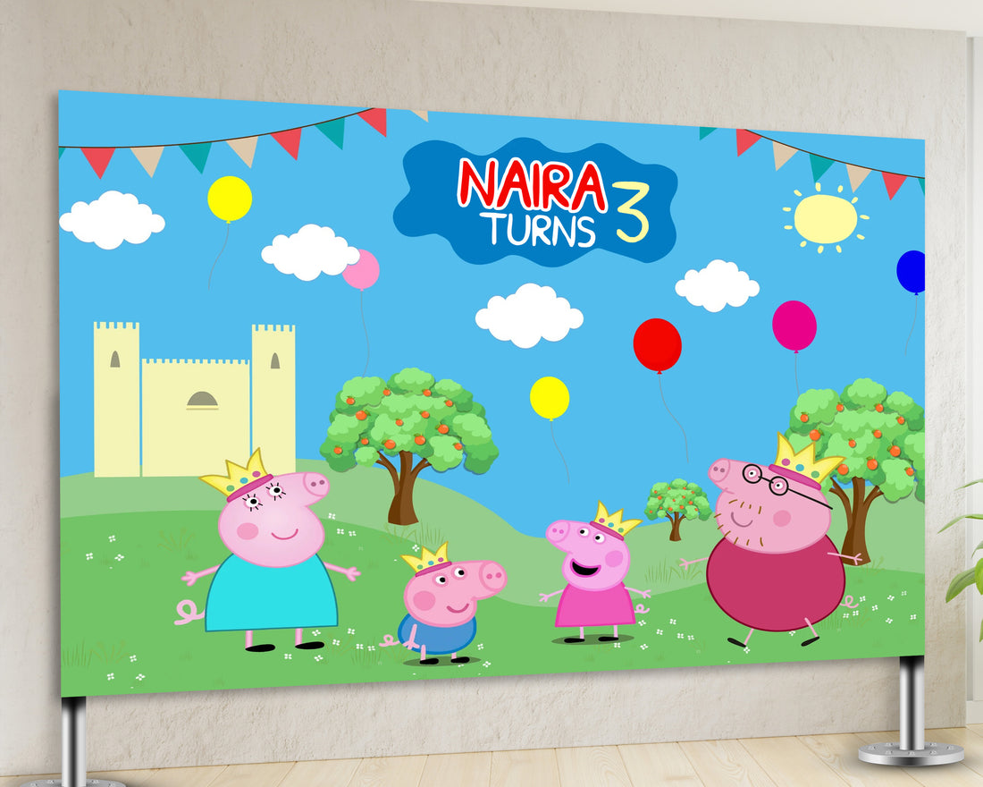 Peppa Pig Theme Customized Backdrop