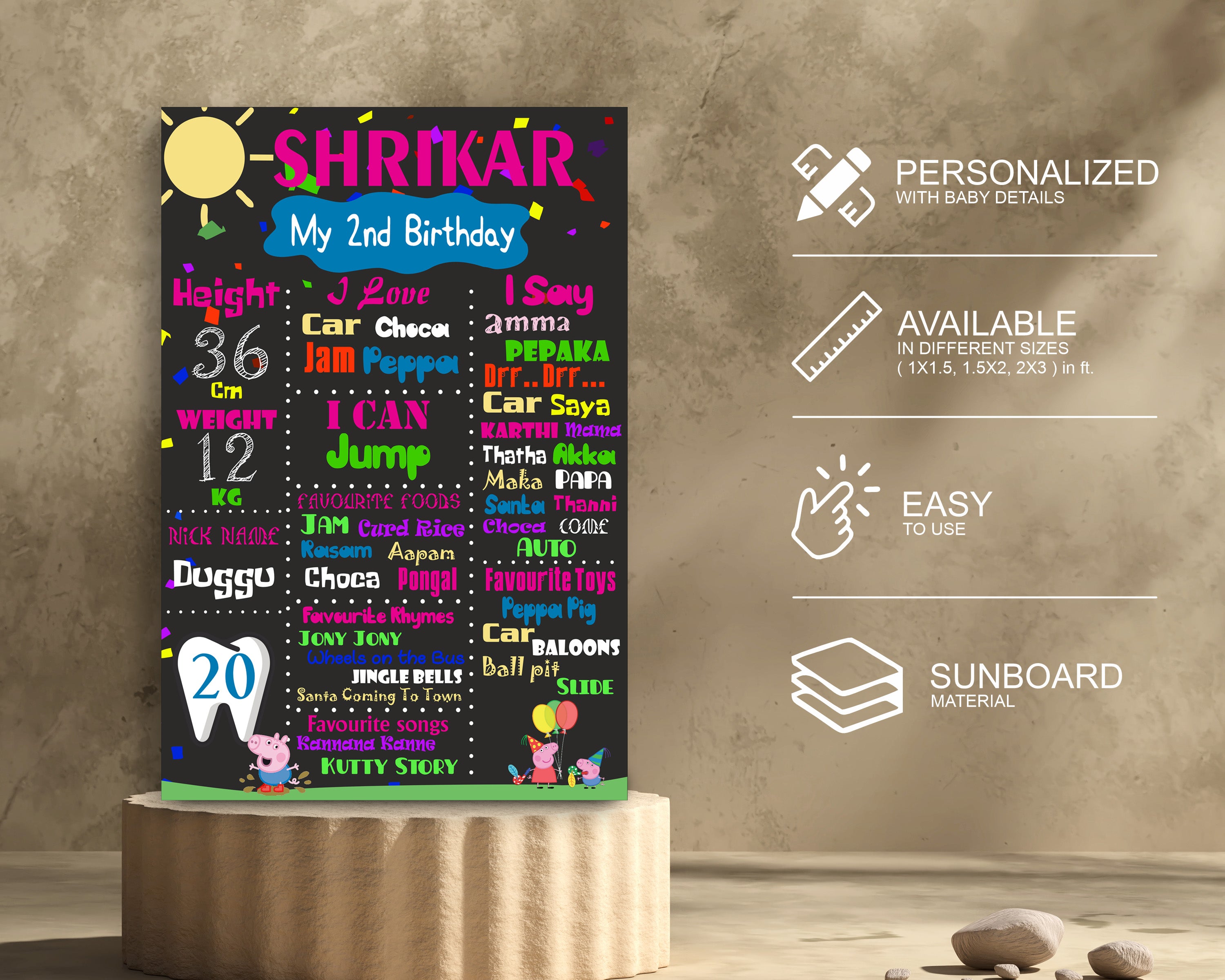 Peppa Pig Theme Customized Chalkboard