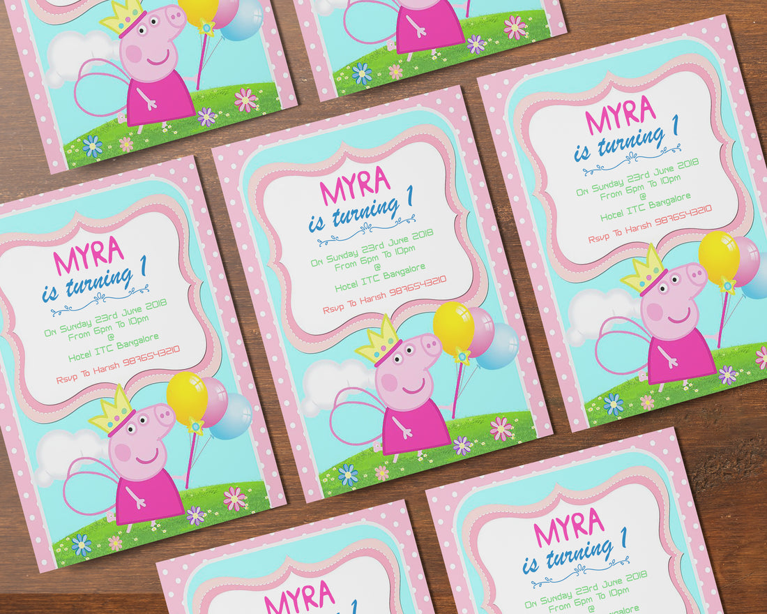 Peppa Pig Theme Customized Invite