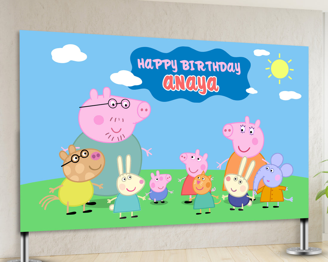 Peppa Pig Theme Personalized Backdrop