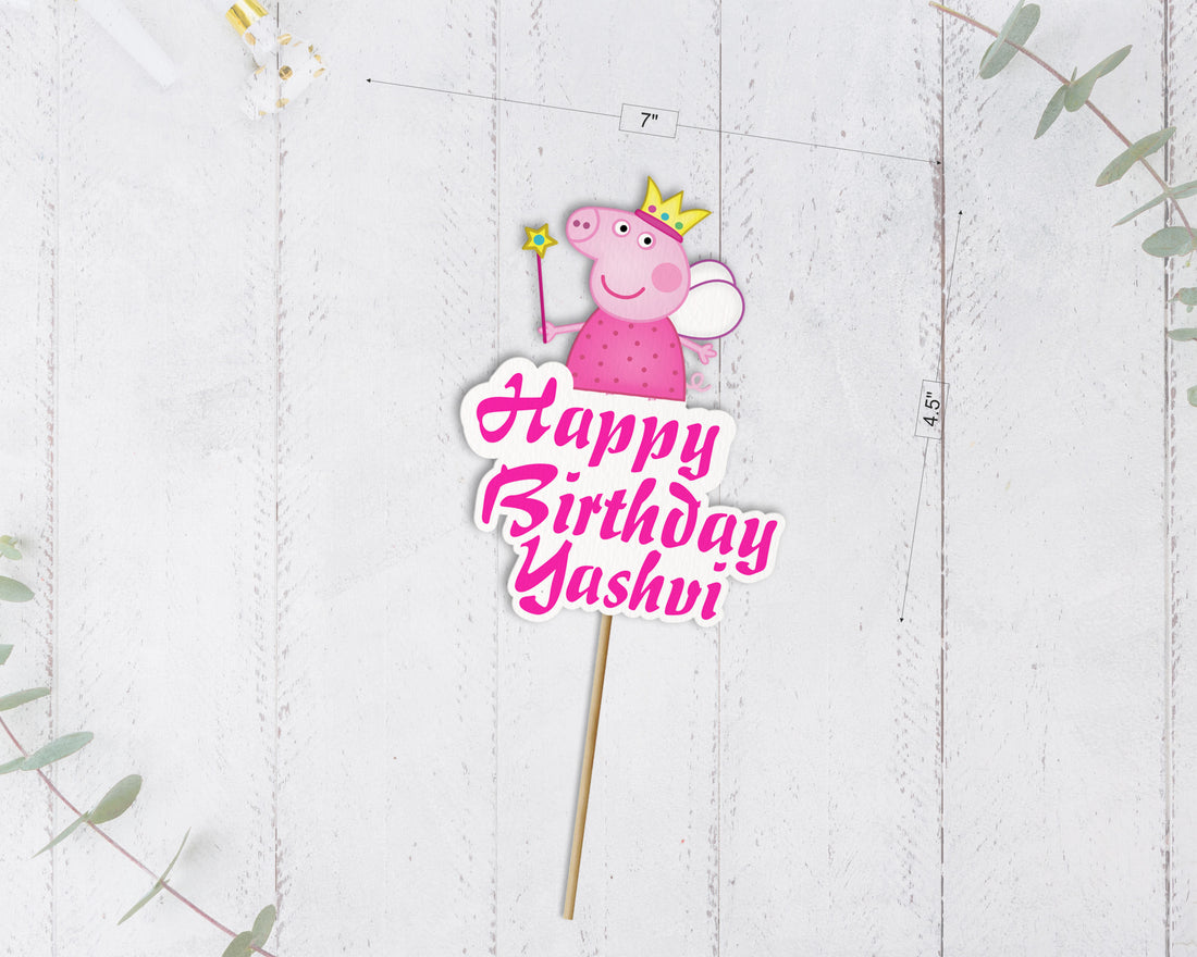 Peppa Pig Theme Personalized Cake Topper