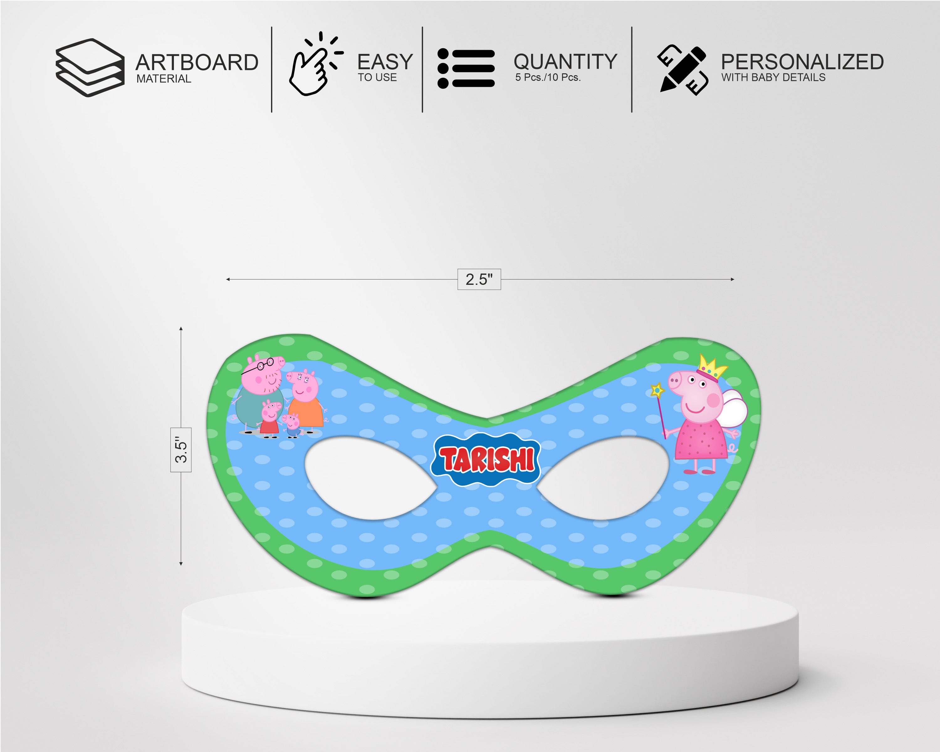Peppa Pig Theme Personalized Eye Mask
