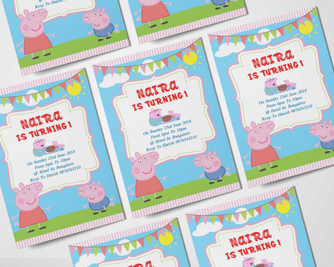 Peppa Pig Theme Personalized Invite
