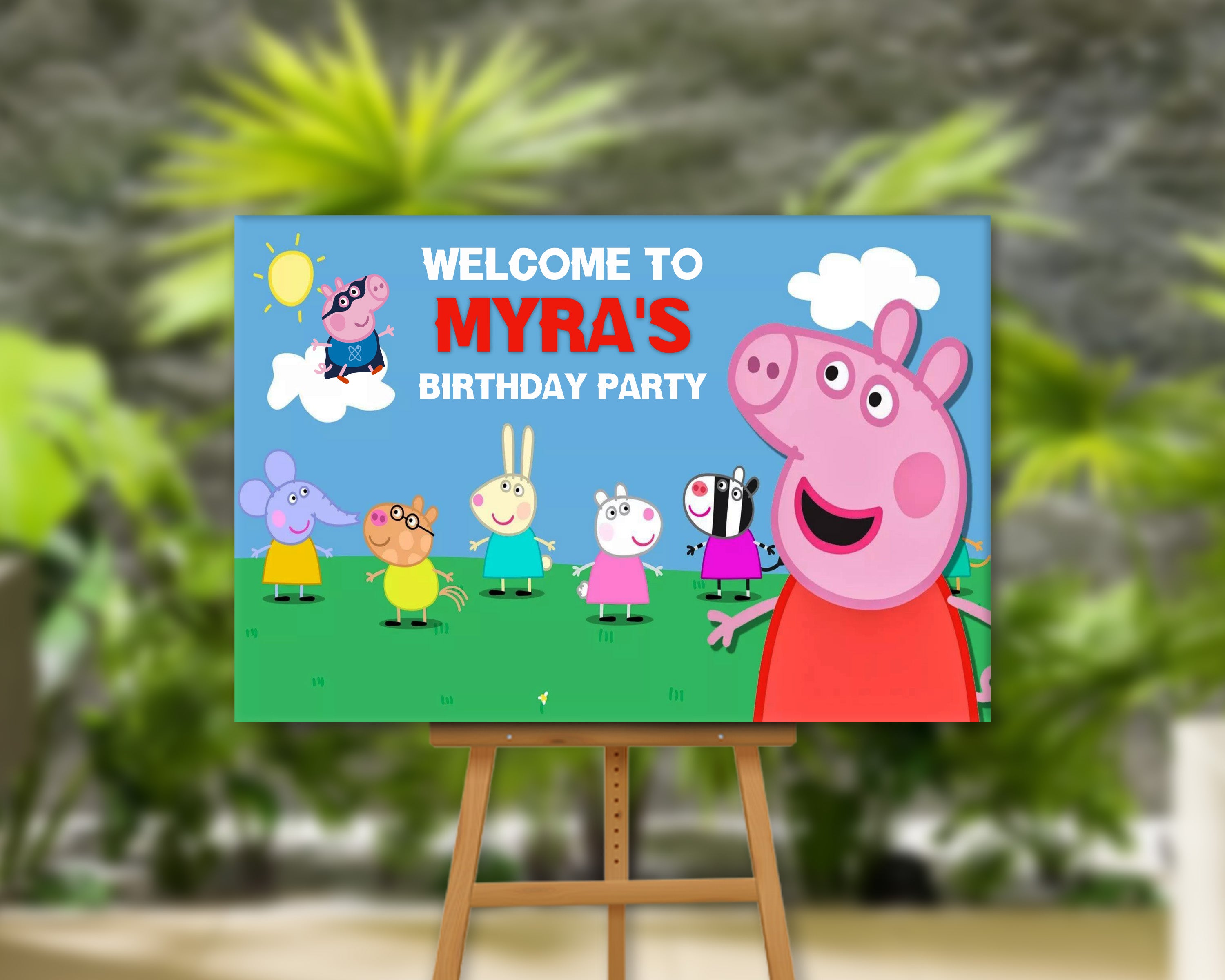 Peppa Pig Theme Personalized Welcome Board