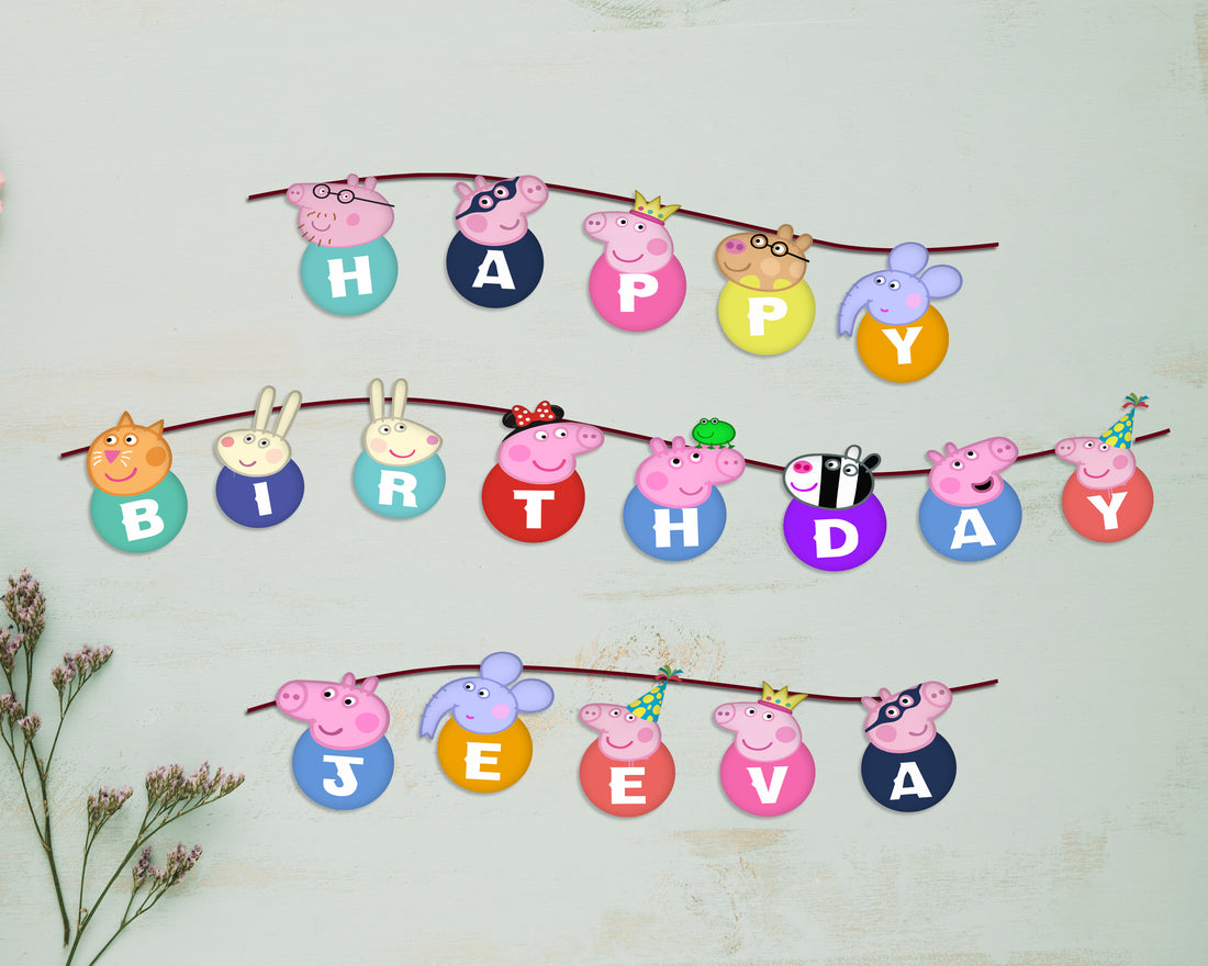 Peppa Pig Theme Personalized with Baby Name Hanging