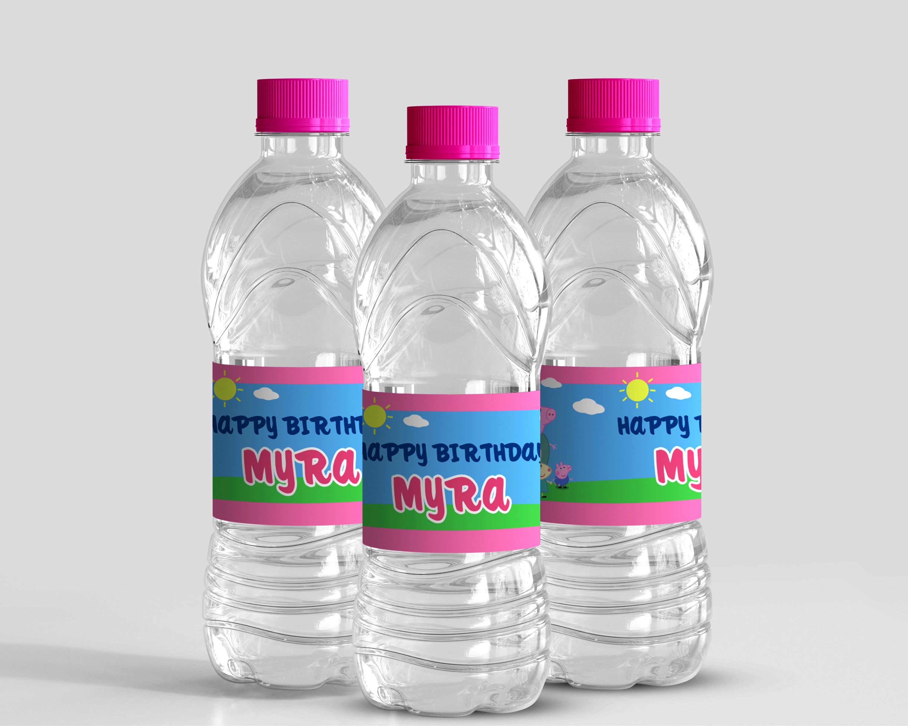 Peppa Pig Theme Water Bottle Sticker