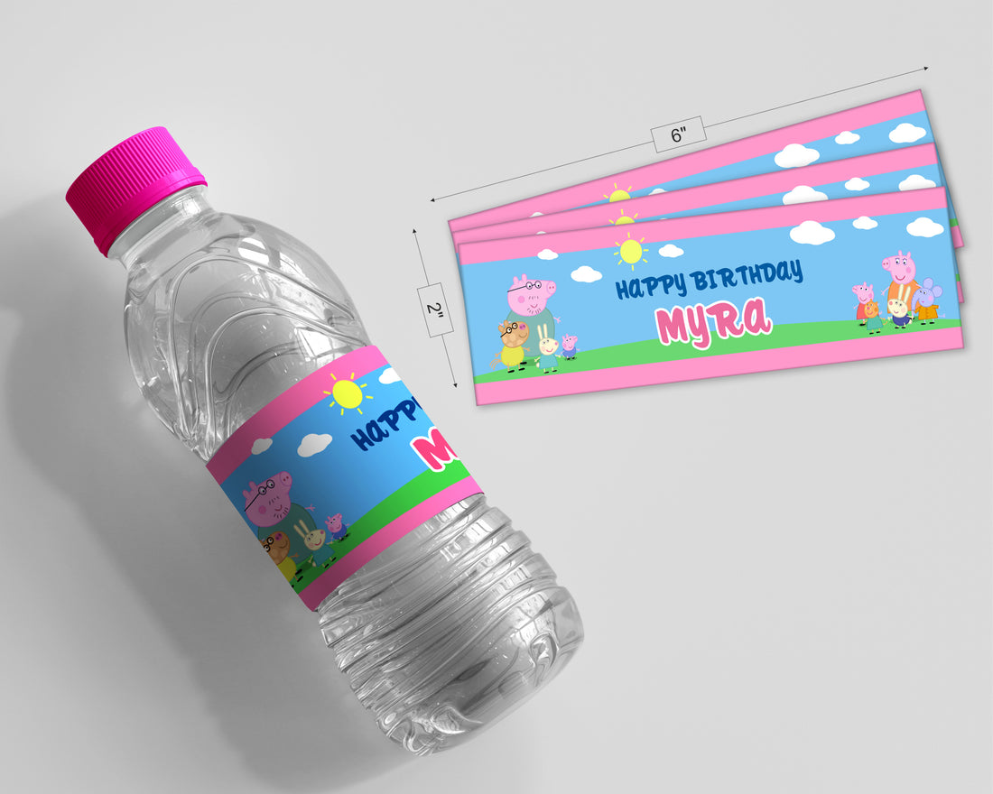 Peppa Pig Theme Water Bottle Sticker