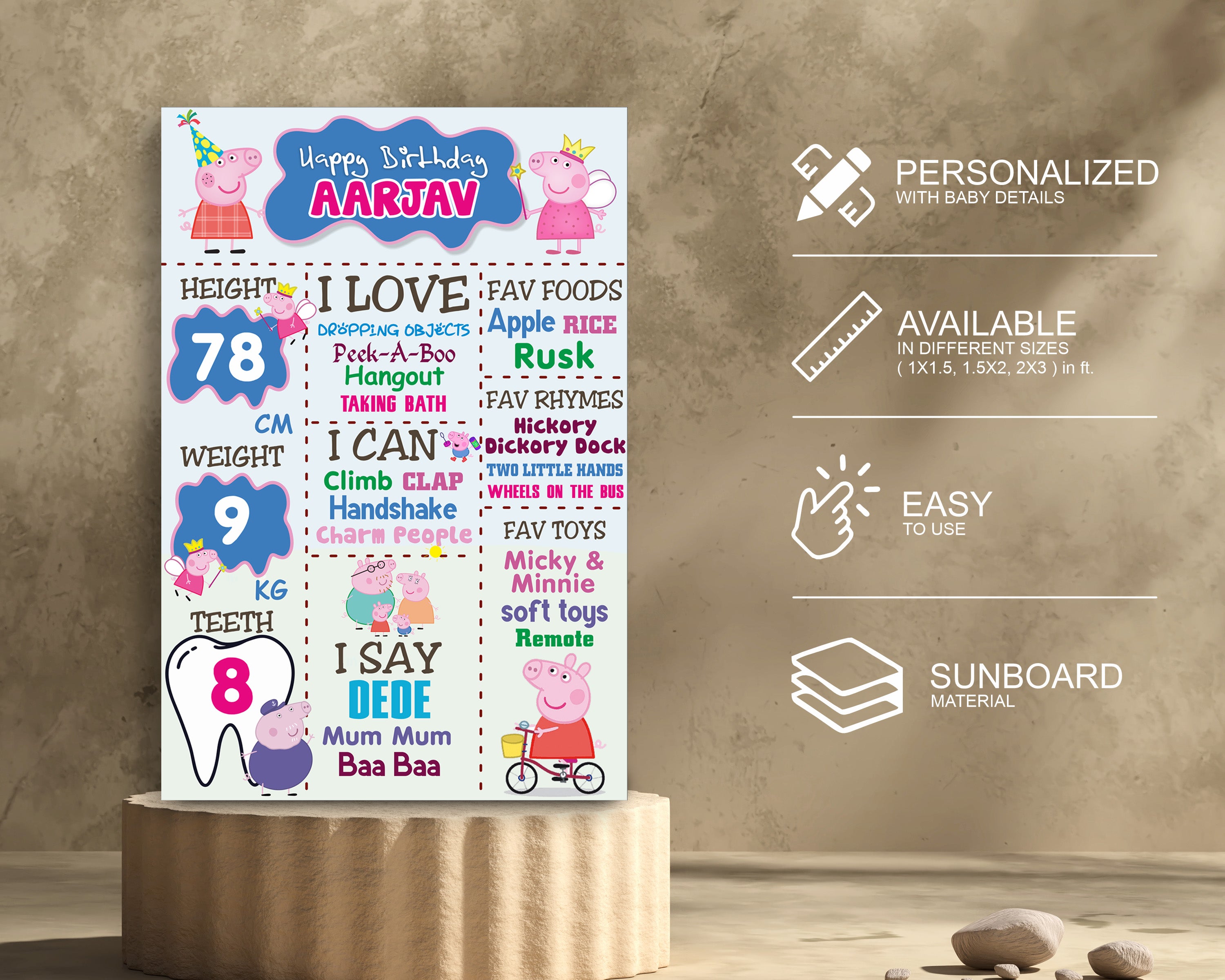 Peppa Pig Theme White Chalkboard