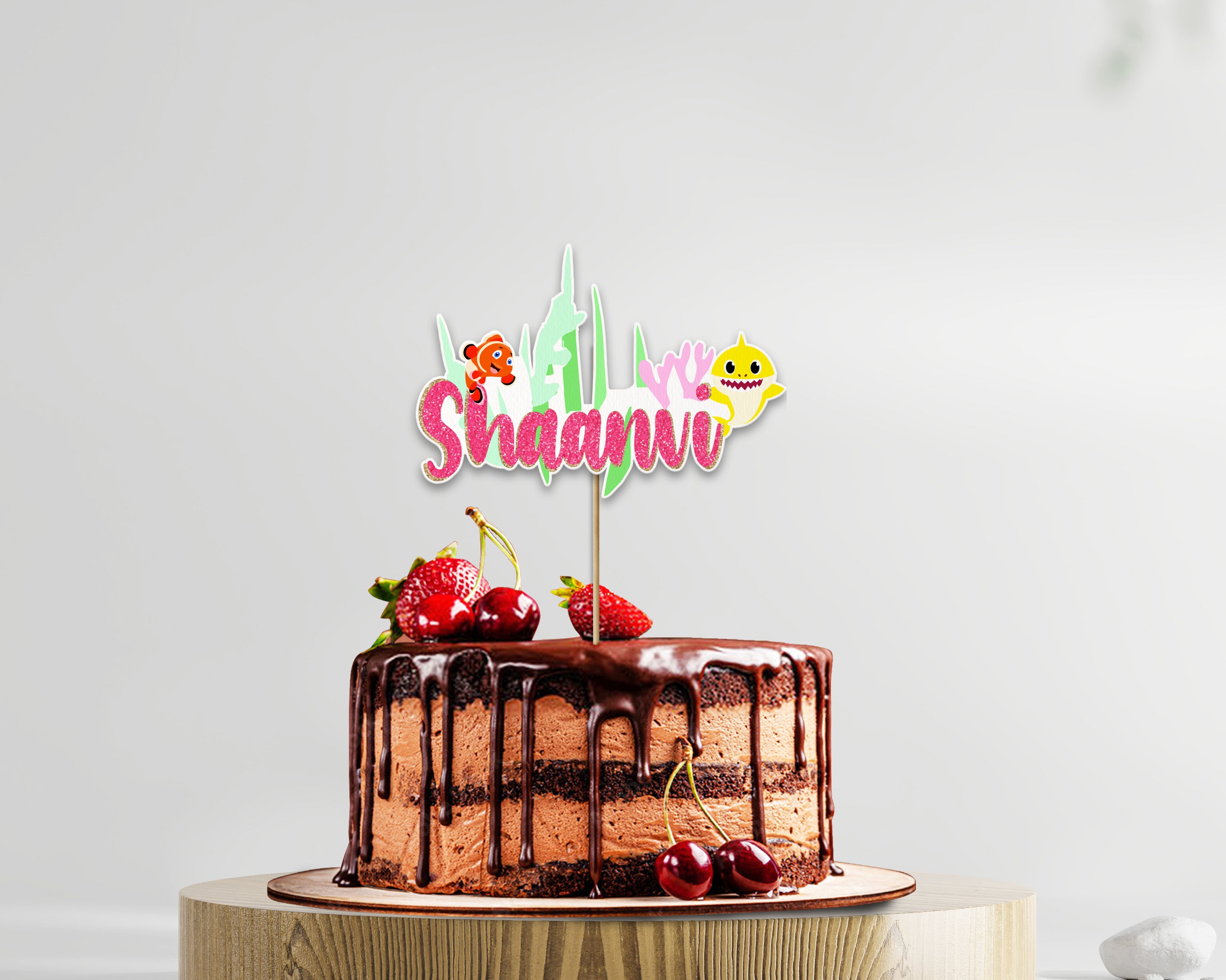 Shark Theme Customized Cake Topper