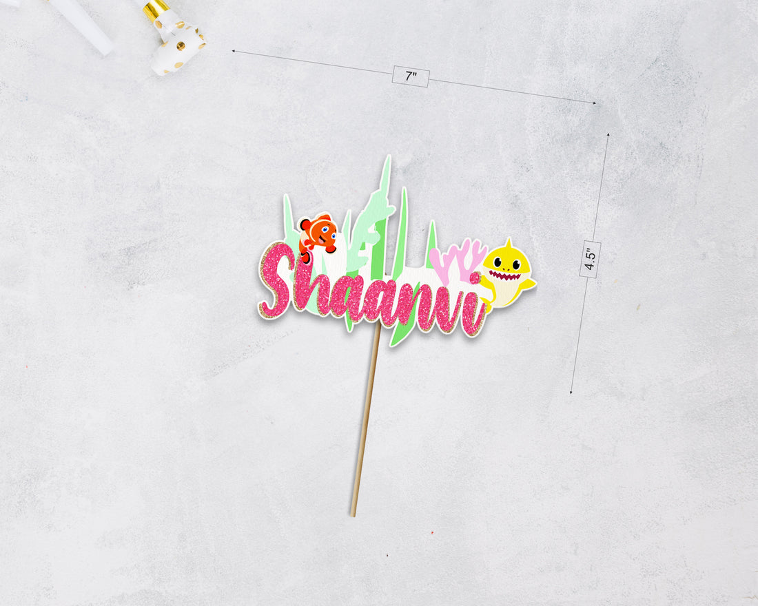 Shark Theme Customized Cake Topper