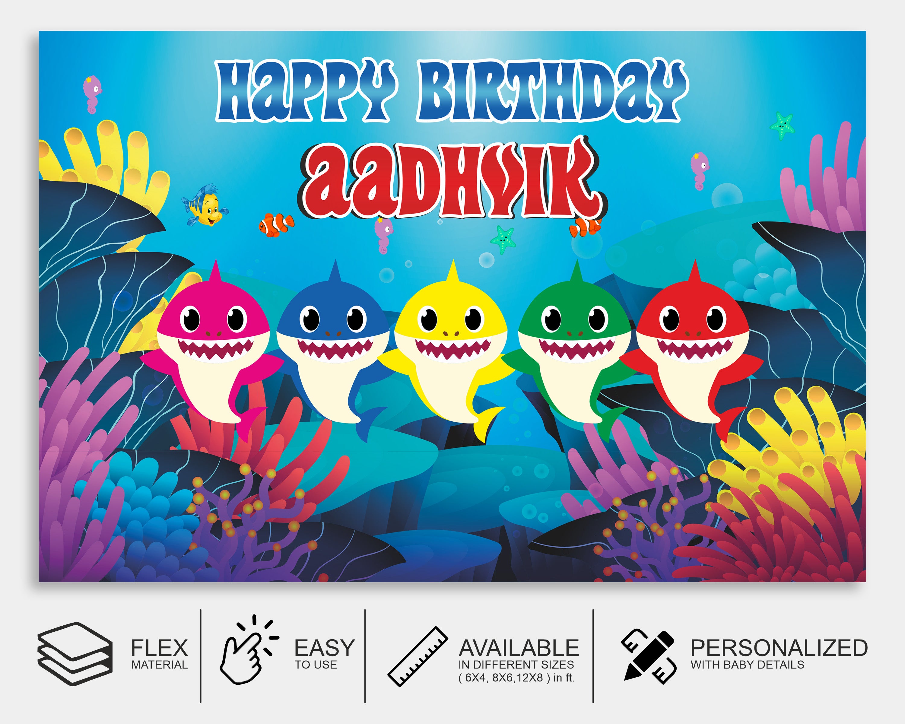 Shark Theme Personalized Backdrop