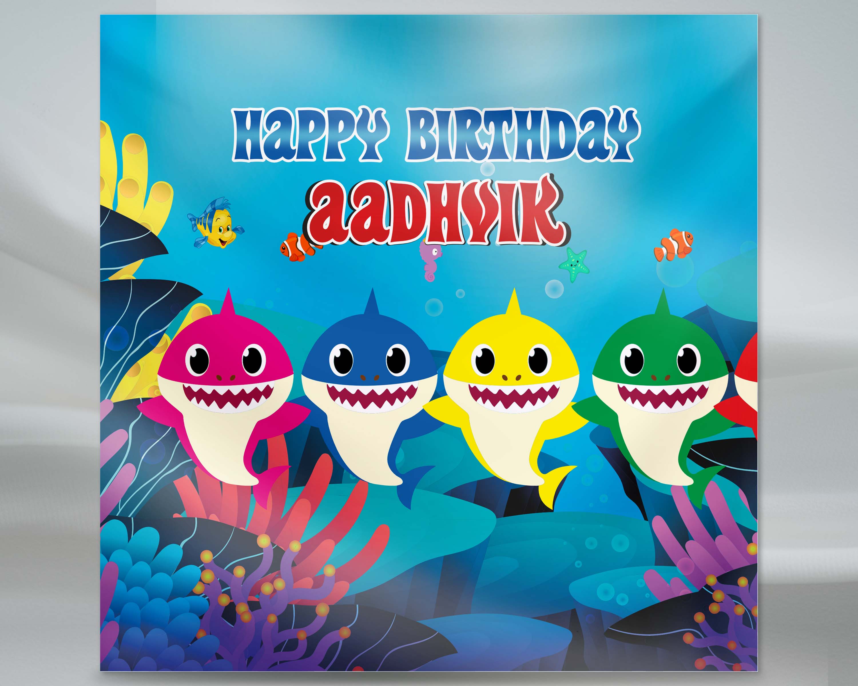 Shark Theme Personalized Square Backdrop