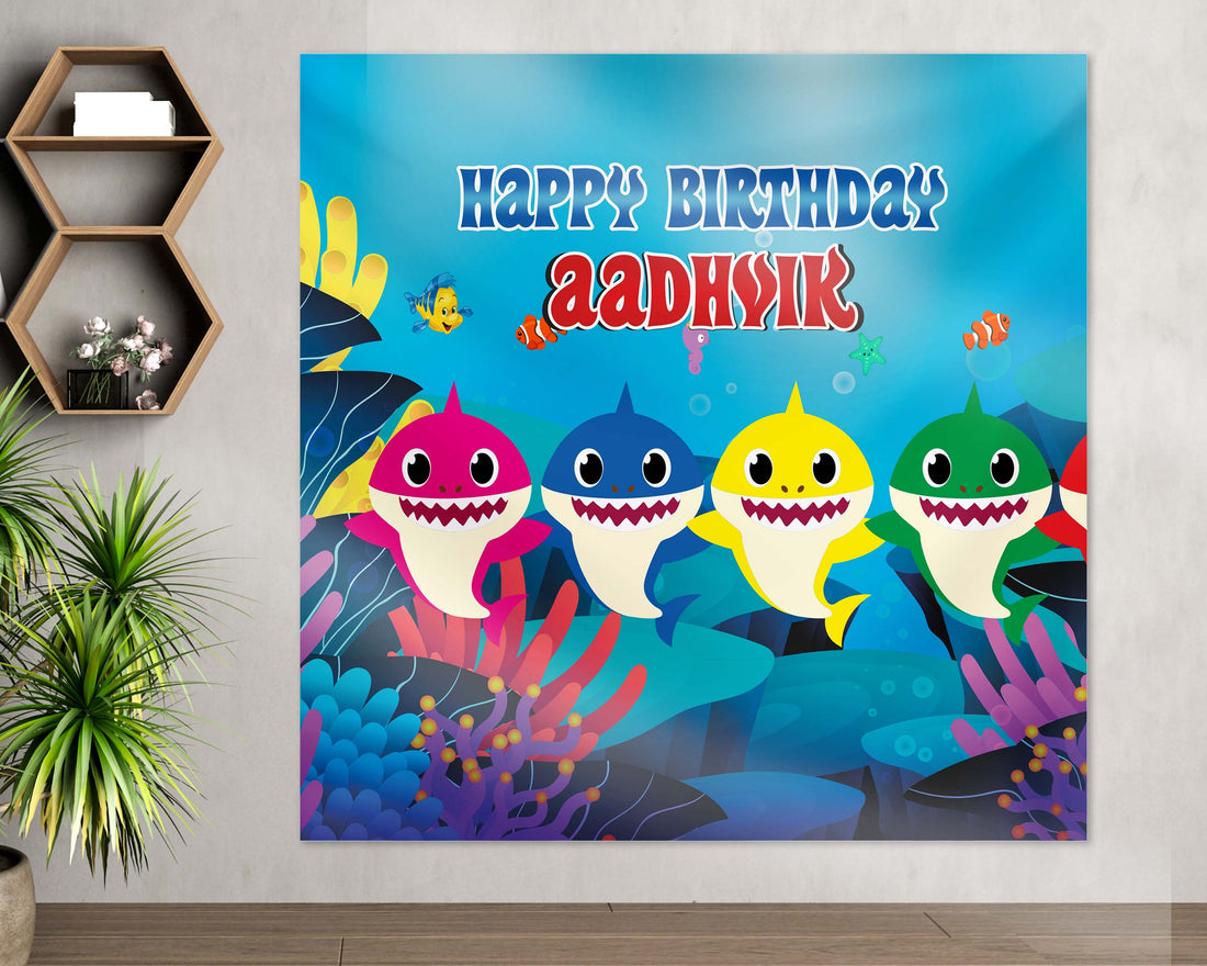 Shark Theme Personalized Square Backdrop