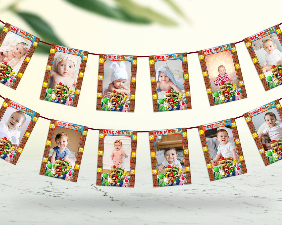 Super Mario Theme 12 Months Photo Banner
