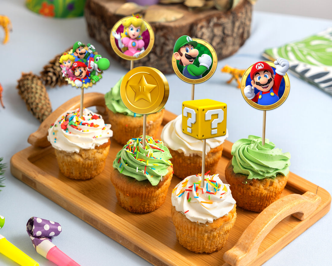 Super Mario Theme Cup Cake Topper