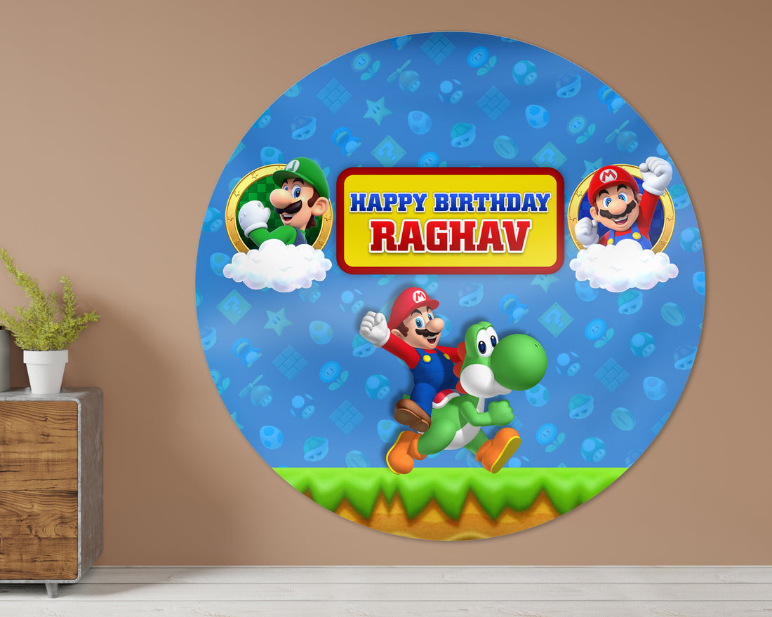 Super Mario Theme Customized Round Backdrop