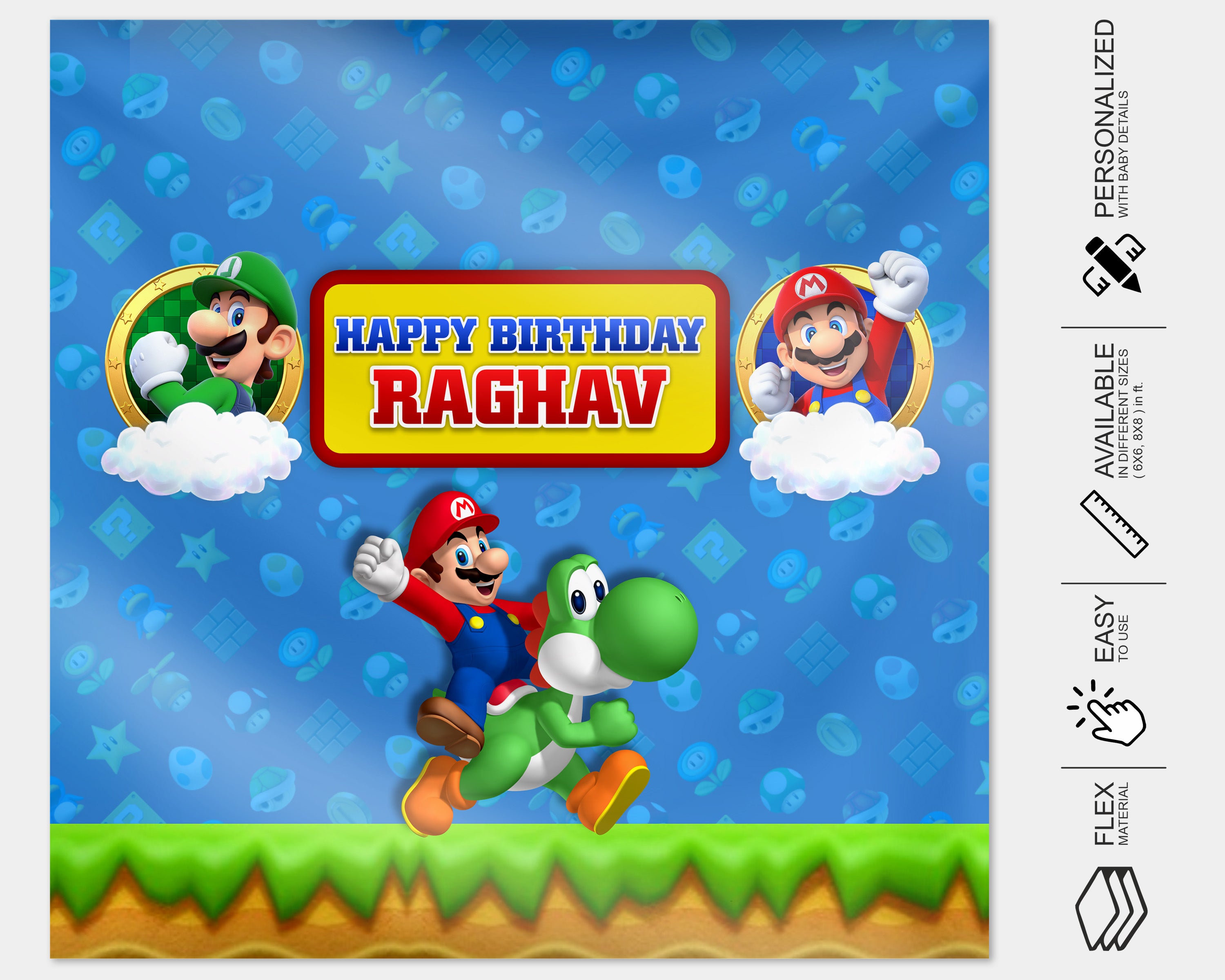 PSI Super Mario Theme Customized Square Backdrop