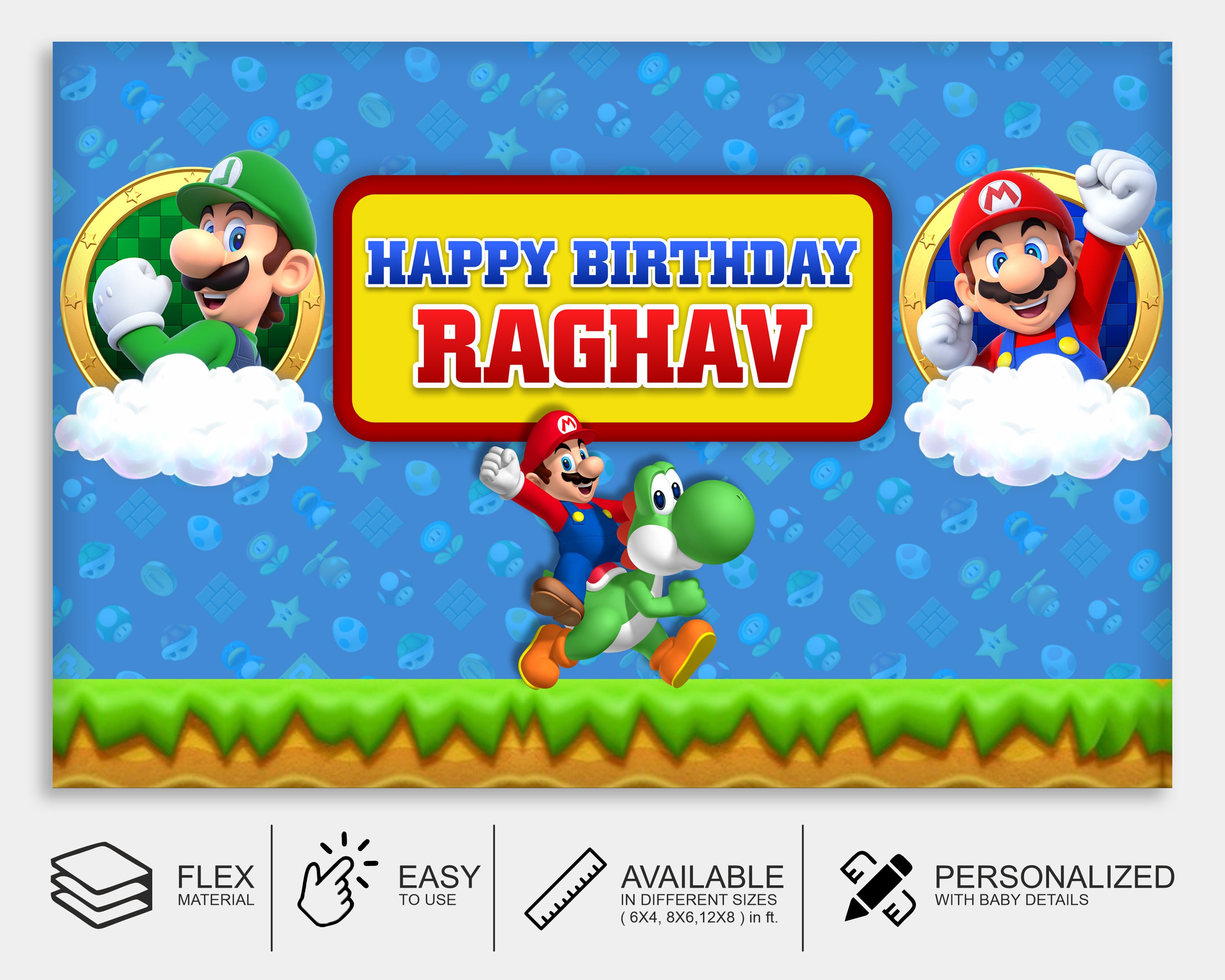 Super Mario Theme Customized Backdrop