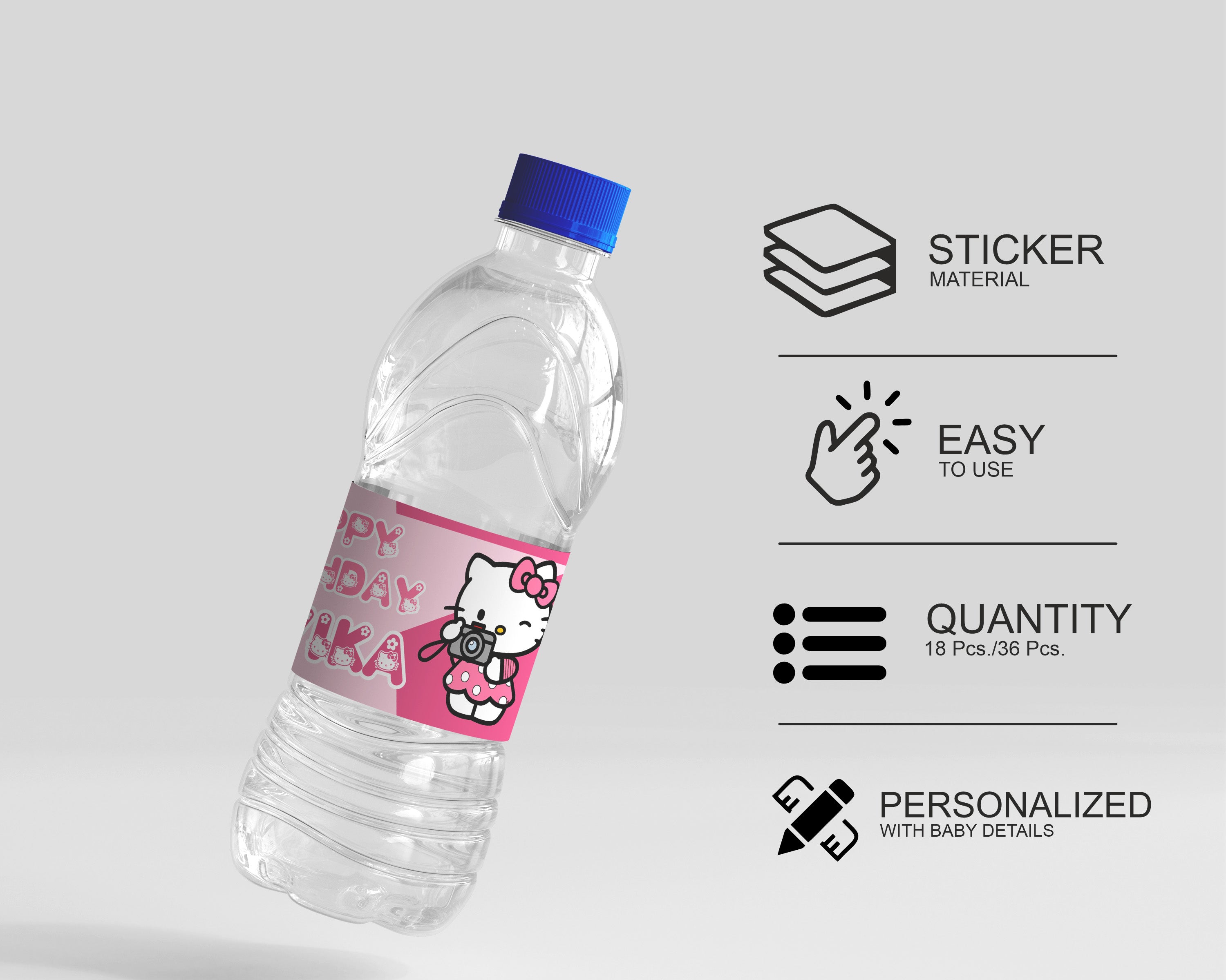Hello Kitty Theme Water Bottle Sticker
