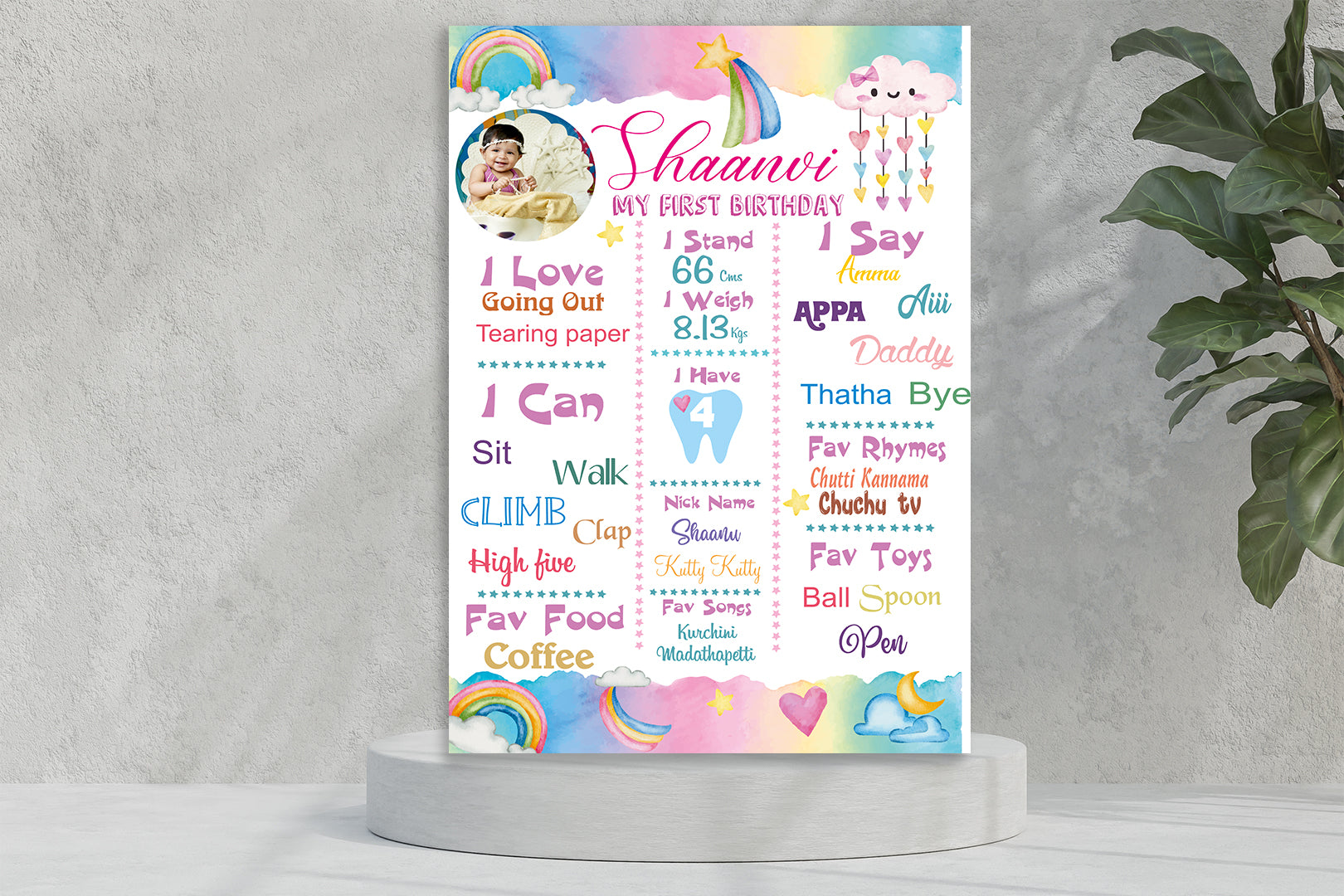 Rainbow Theme Girl Chalkboard
