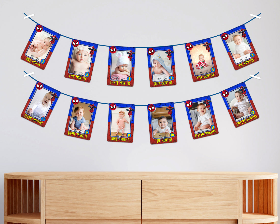 Spiderman Theme 12 Months Photo Banner