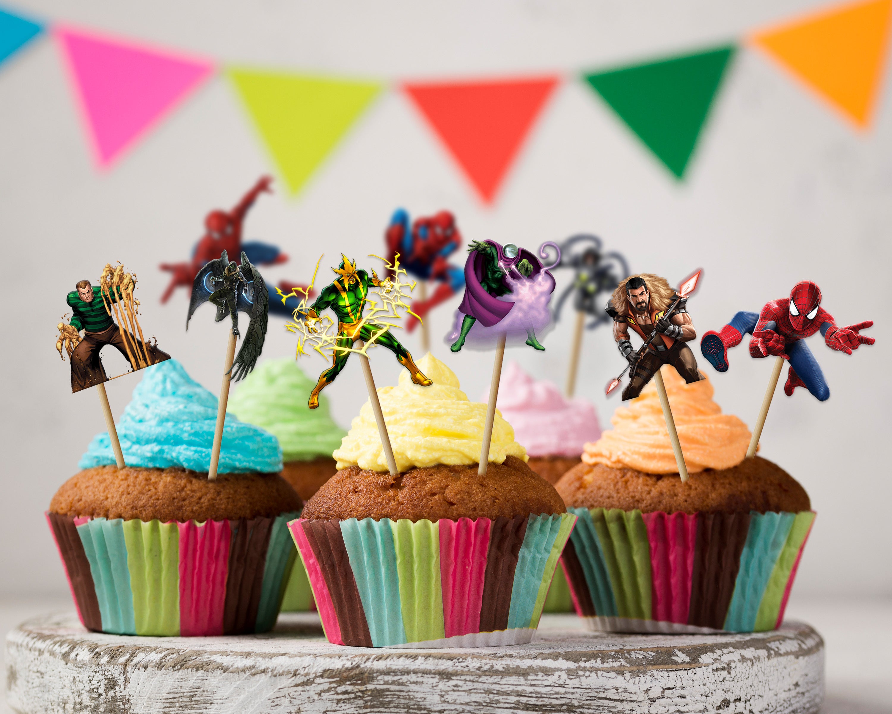 Spiderman Theme Cup Cake Topper