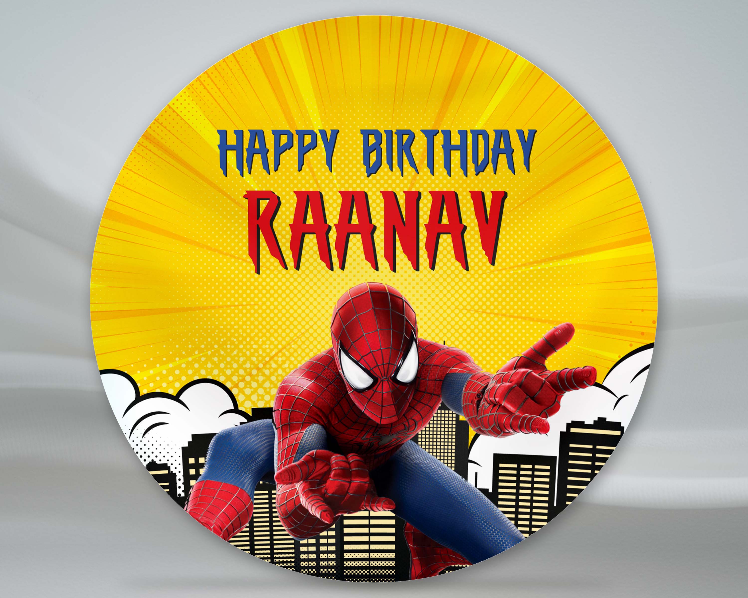 Spiderman Theme Customized Round Backdrop - image 1 of 5 | Party Supplies India