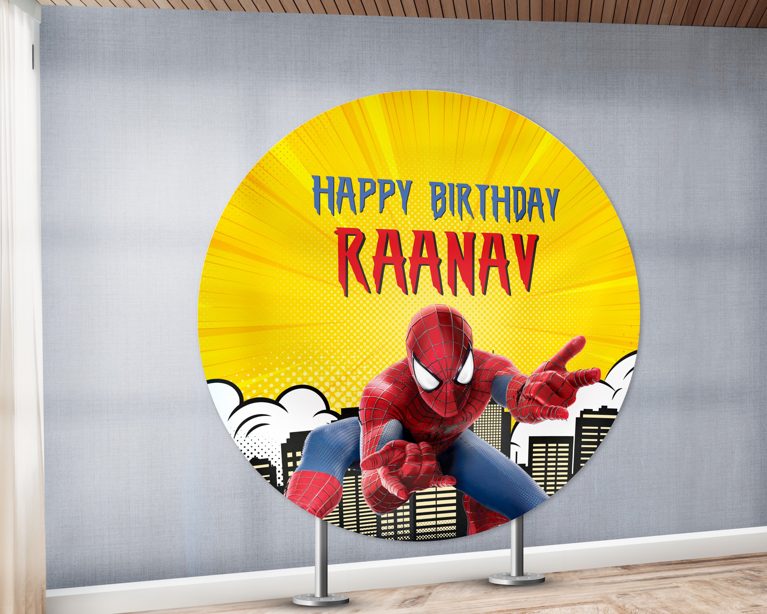 Spiderman Theme Customized Round Backdrop - image 3 of 5 | Party Supplies India