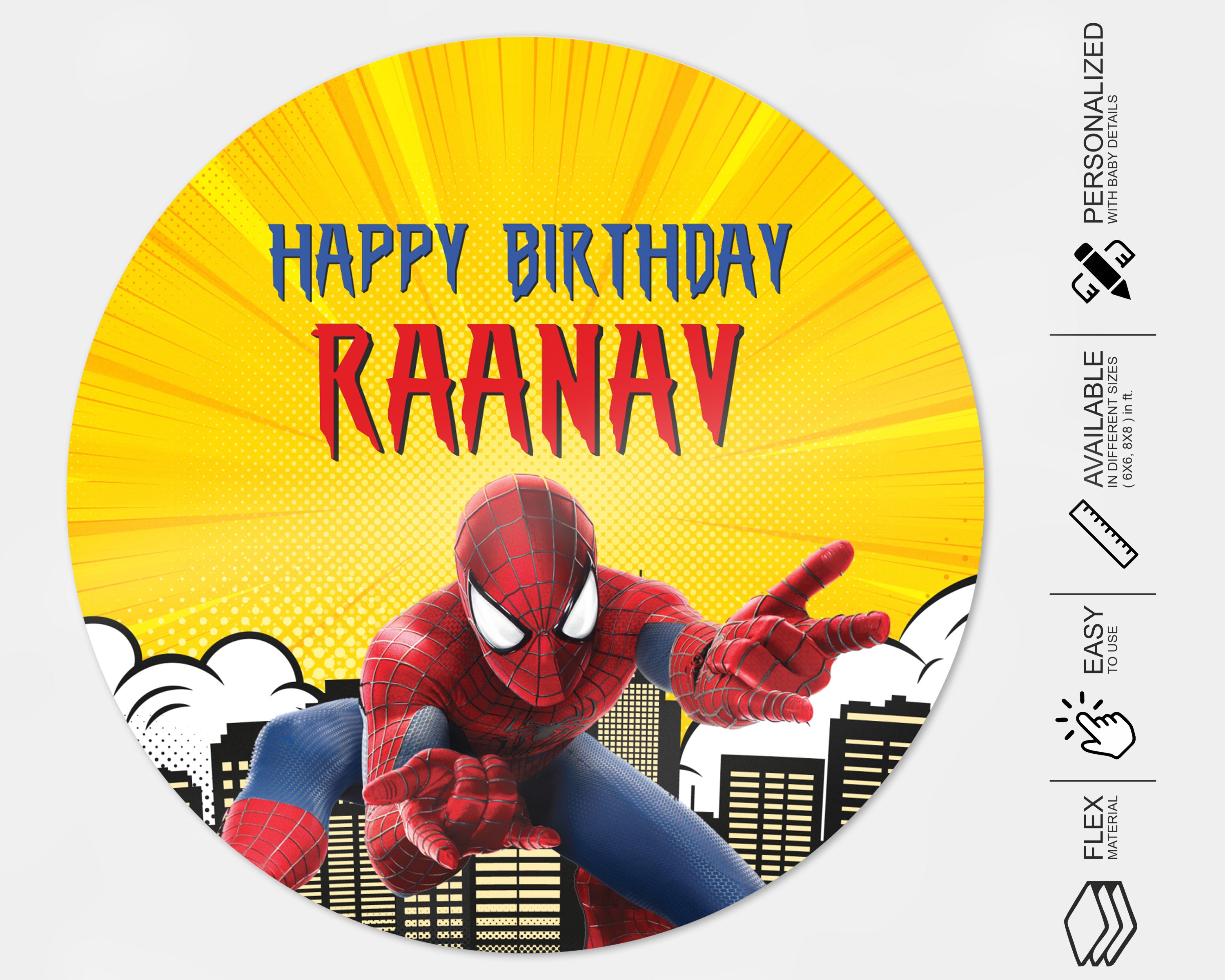 Spiderman Theme Customized Round Backdrop - image 4 of 5 | Party Supplies India