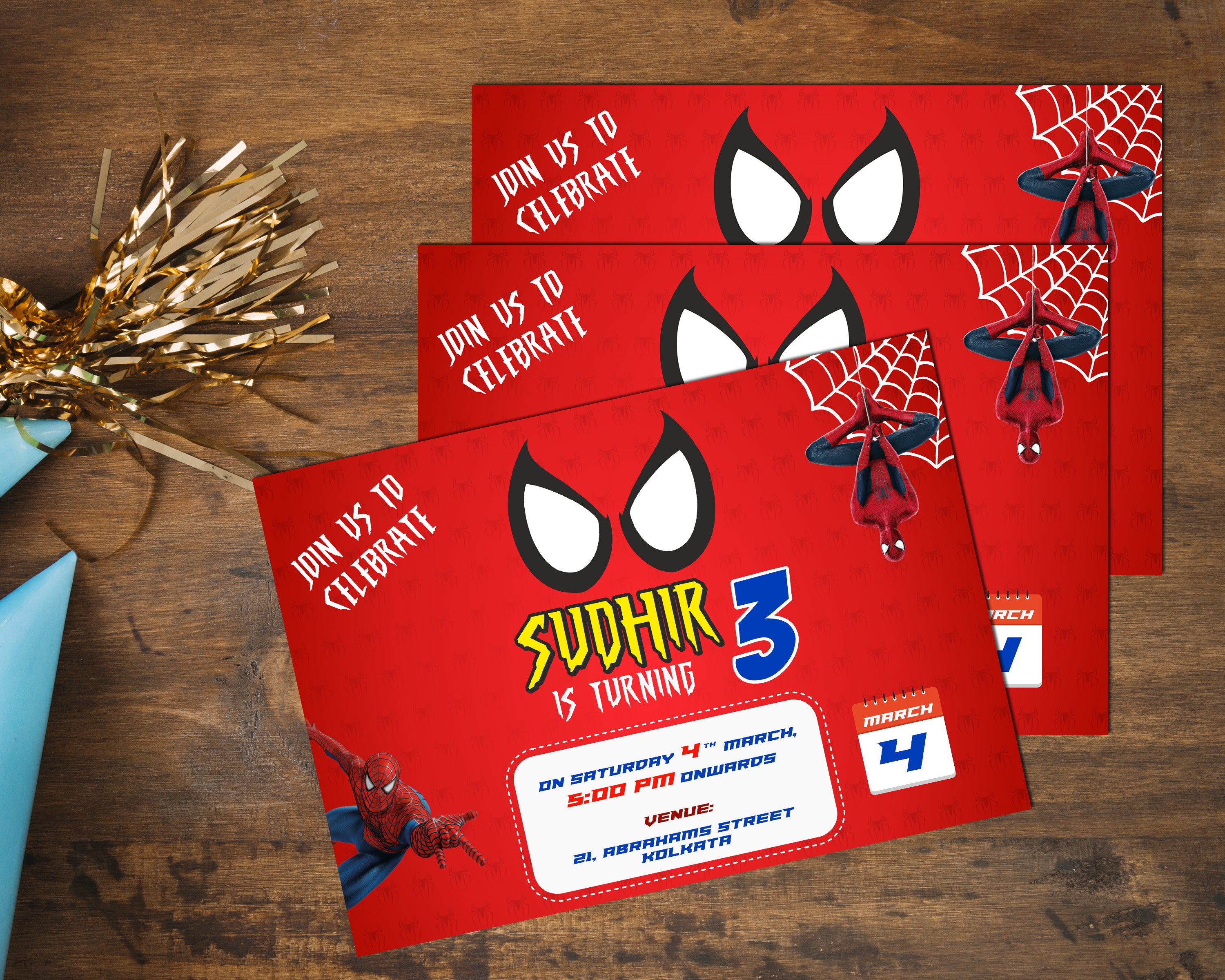 Spiderman Theme Invite - image 1 of 2 | Party Supplies India