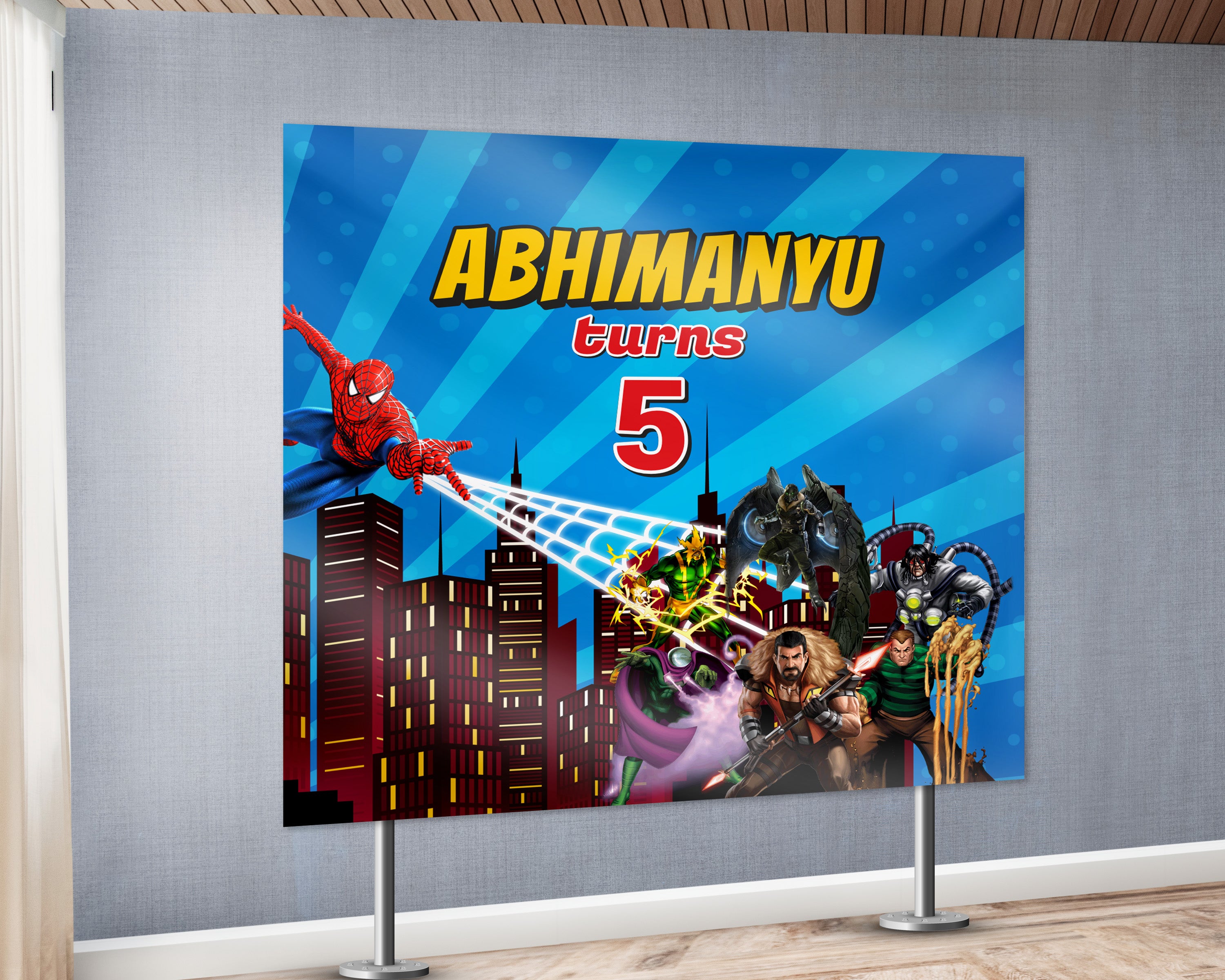 Spiderman Theme Personalized Square Backdrop - image 3 of 4 | Party Supplies India