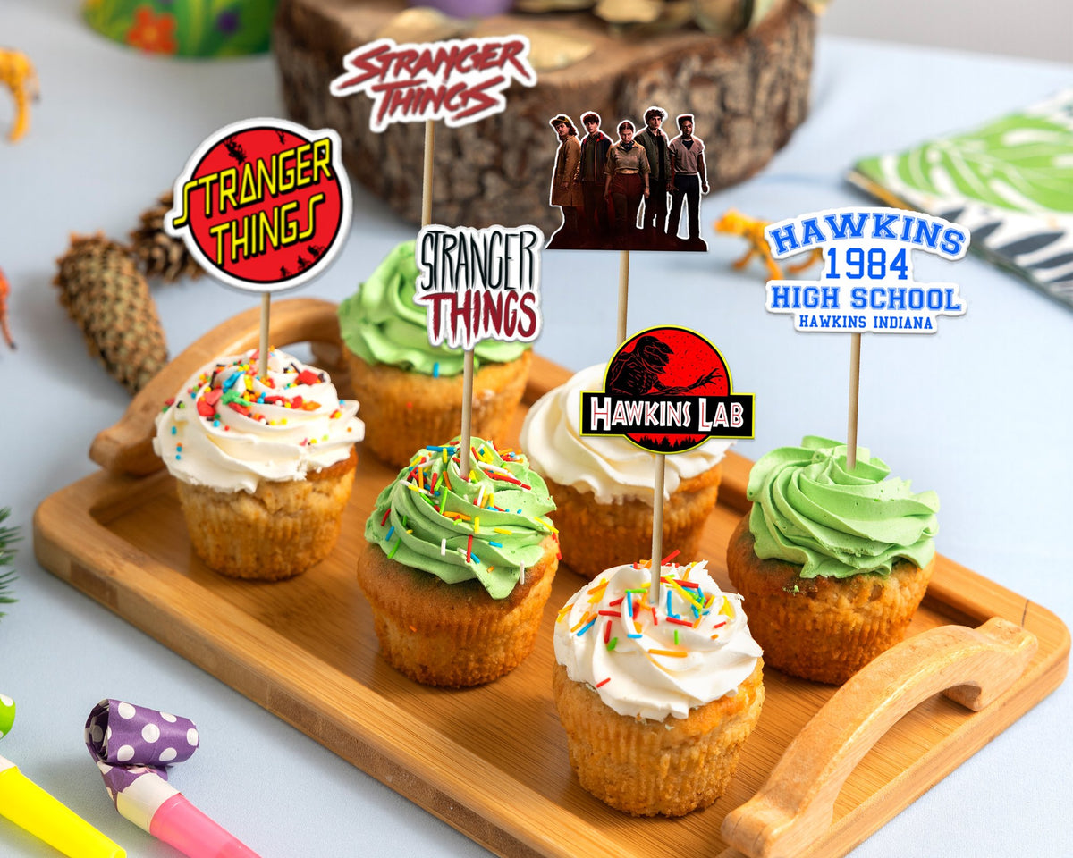 Stranger Things Theme Cup Cake Topper