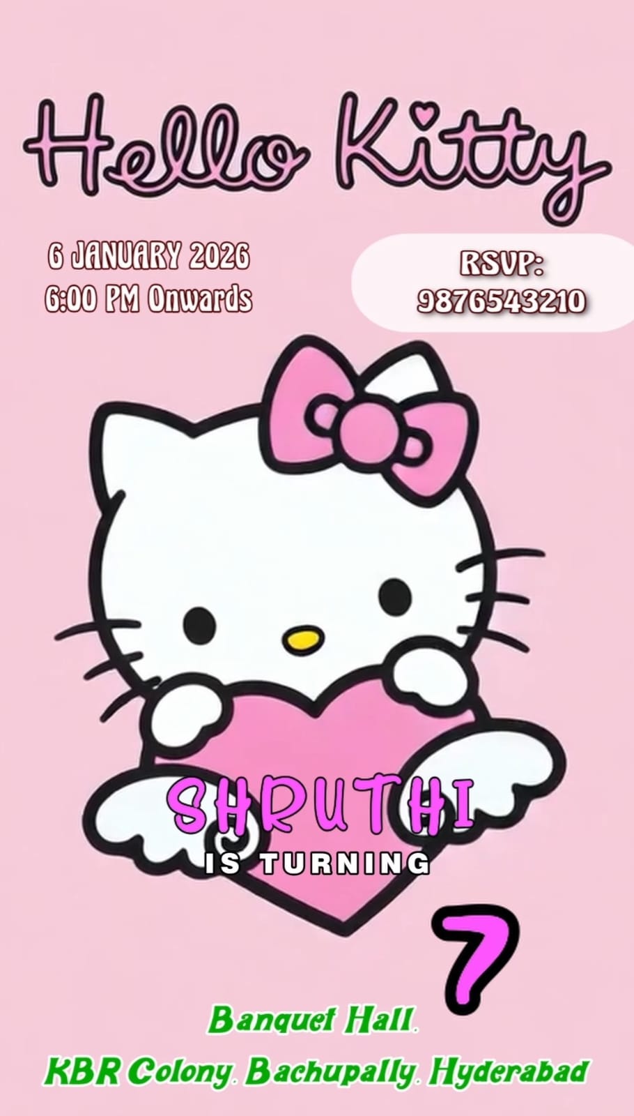 Hello kitty Theme E-Video Invite