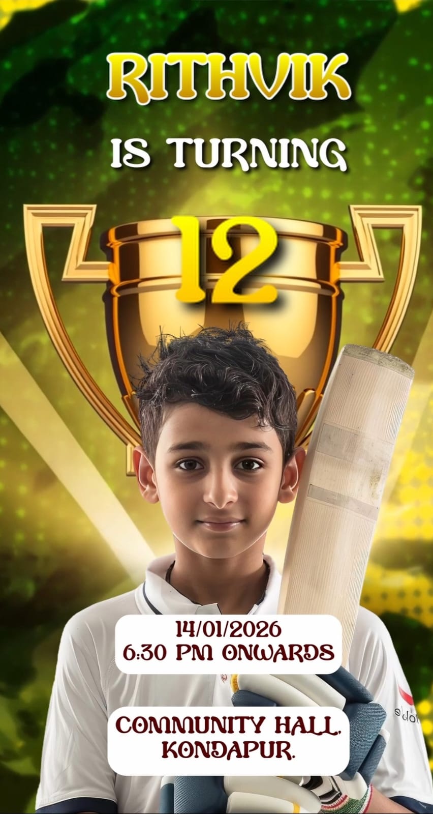 Cricket Theme E-Video Invite