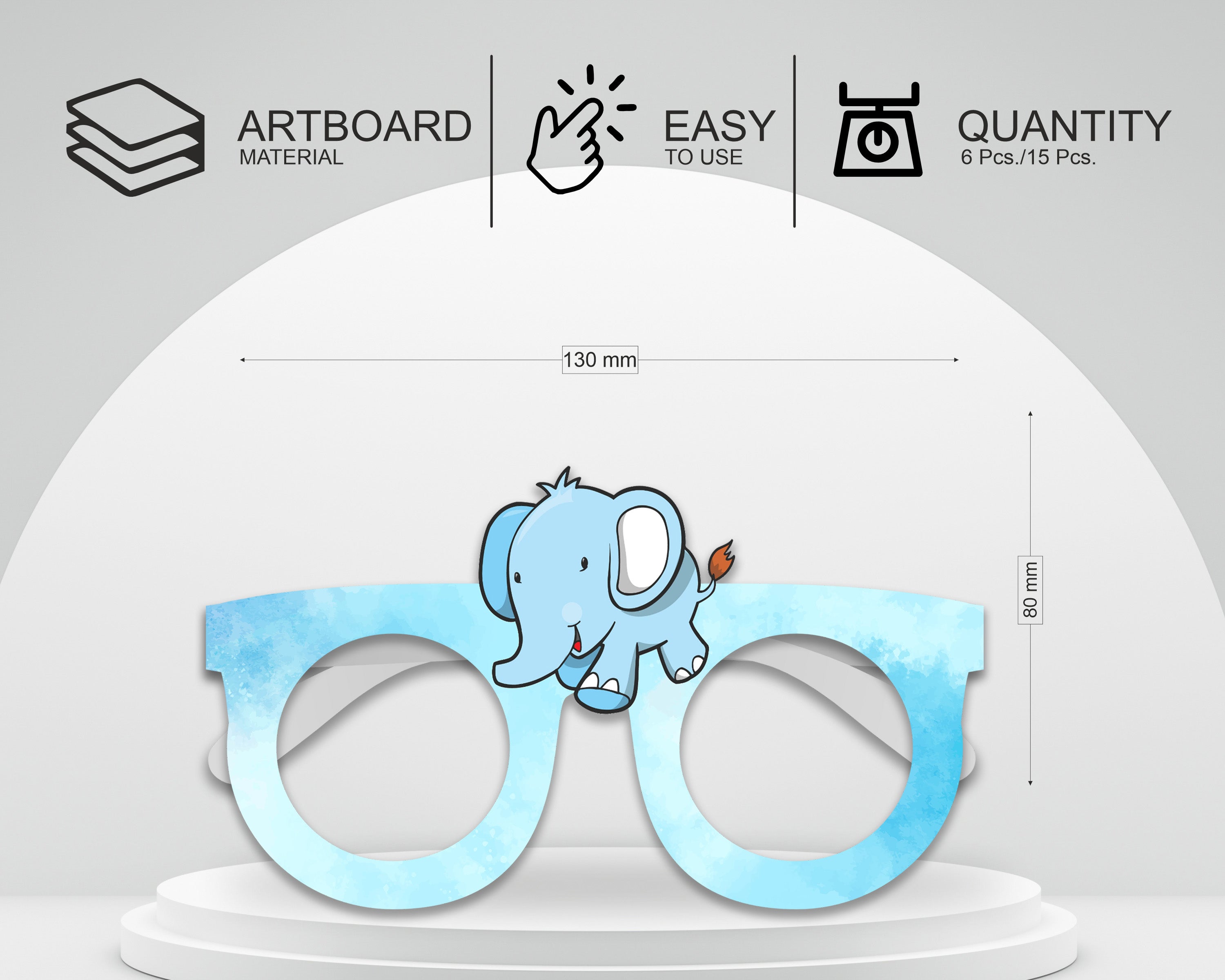 Blue Elephant theme Birthday Party glasses