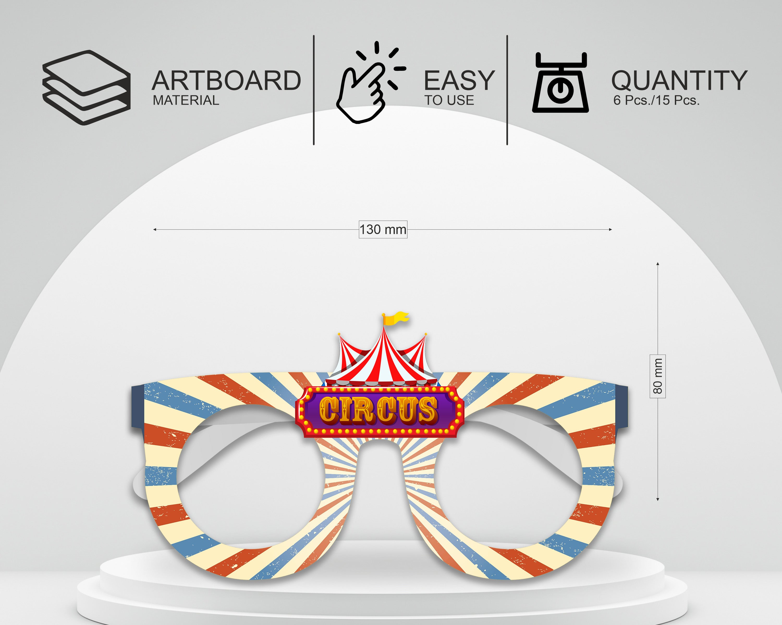 Circus theme Birthday Party glasses