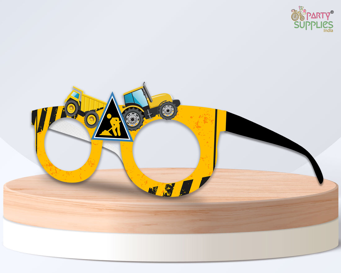 Construction theme Birthday Party glasses