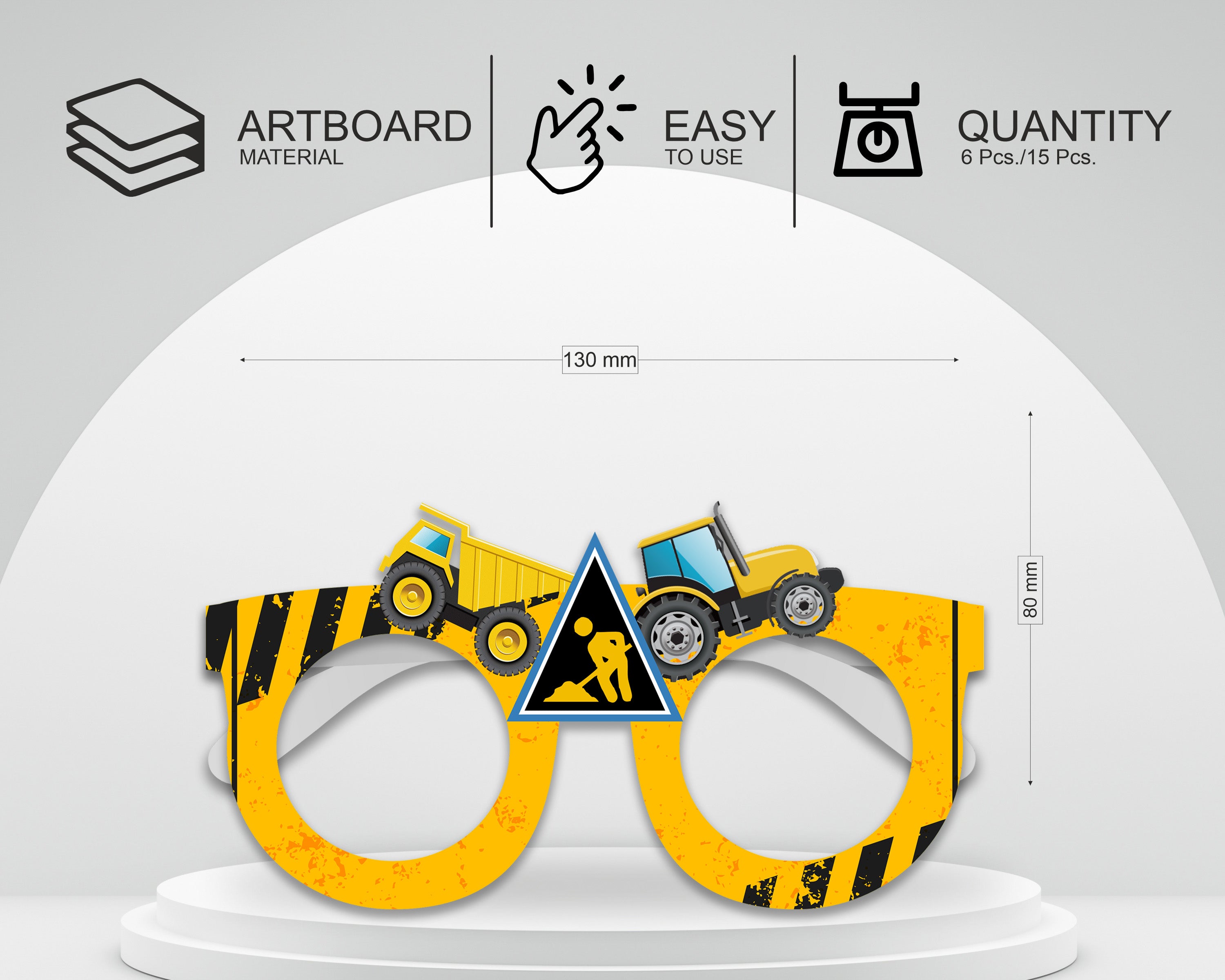 Construction theme Birthday Party glasses