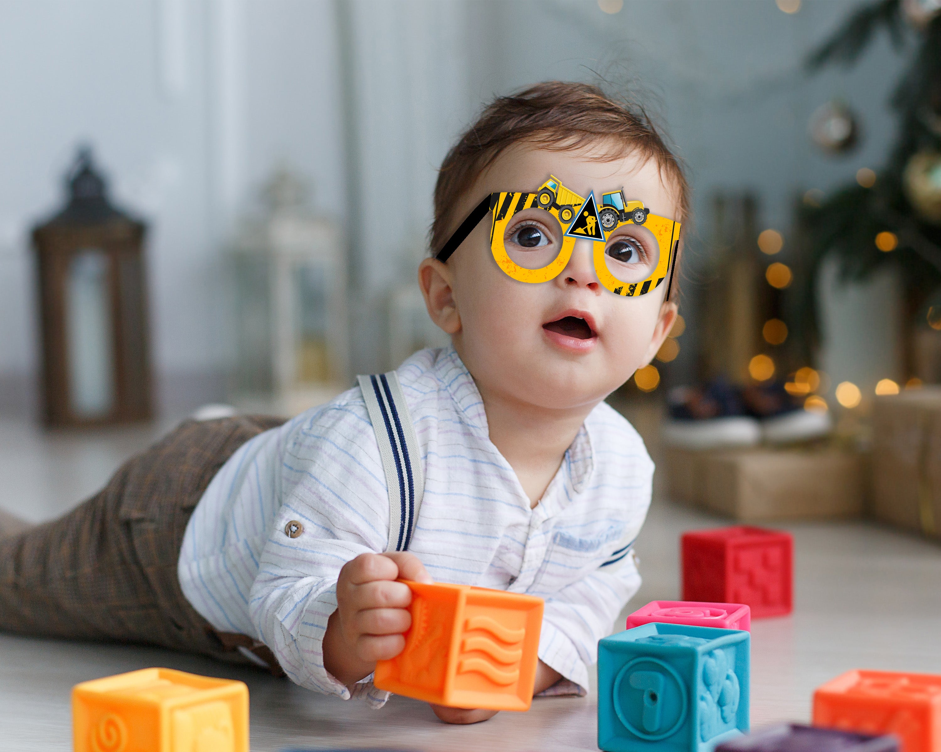 Construction theme Birthday Party glasses