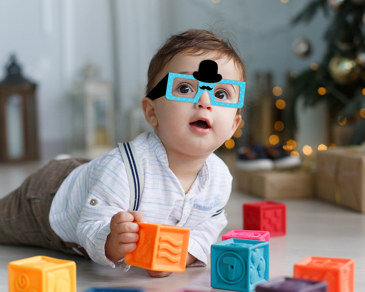 Little Man theme Birthday Party glasses