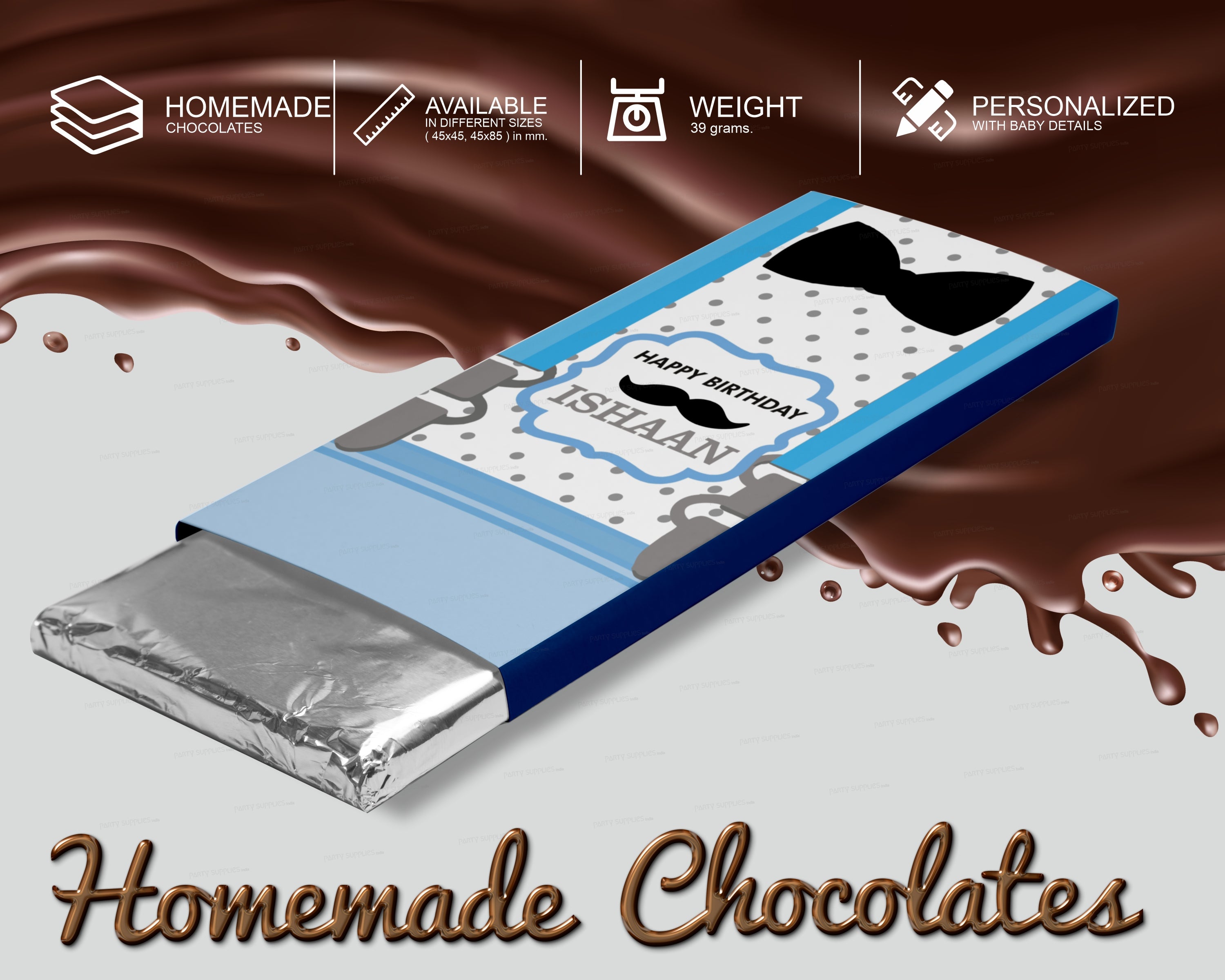 Little Man Theme Home Made Chocolate Return Gifts