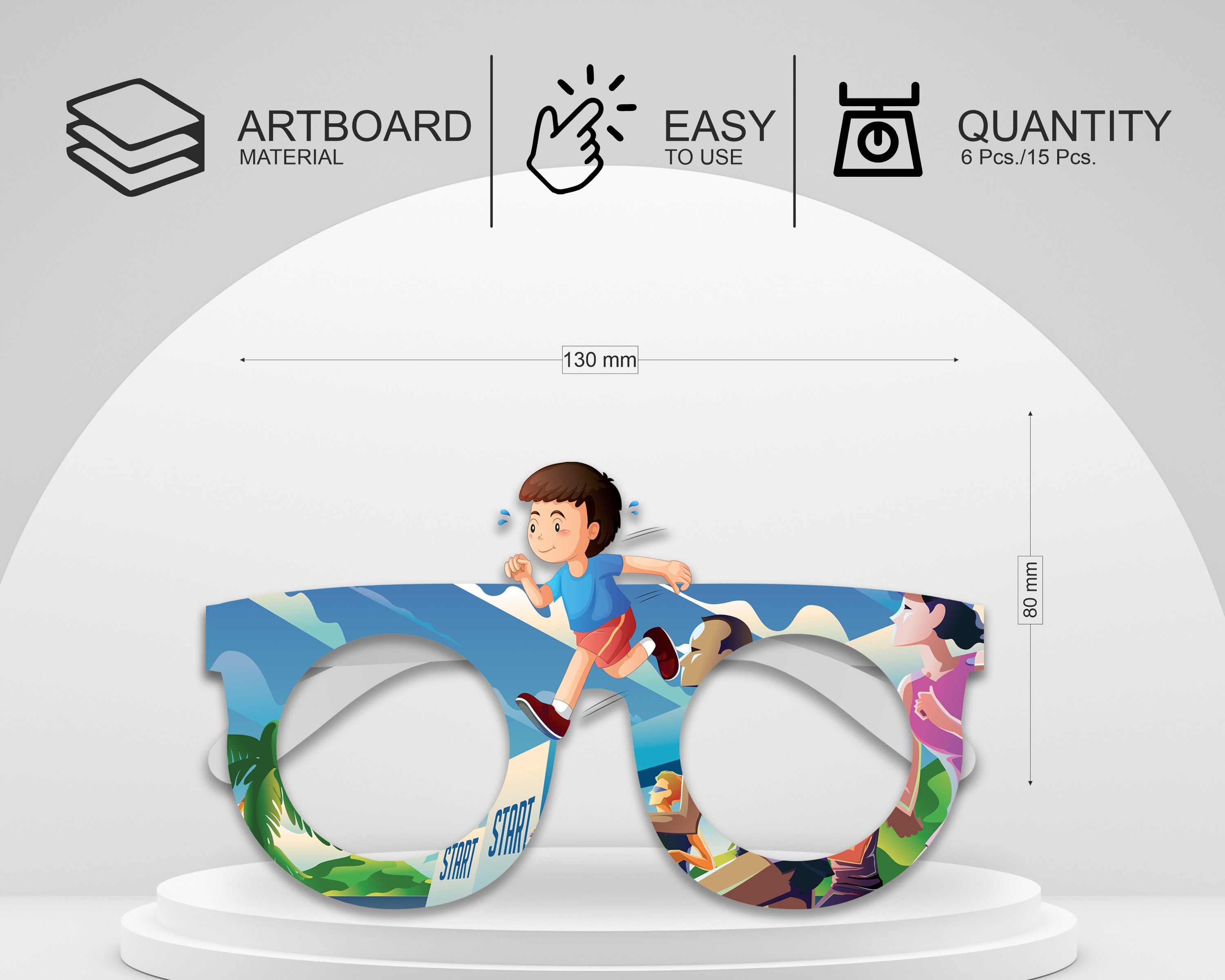 Marathon theme Birthday Party glasses