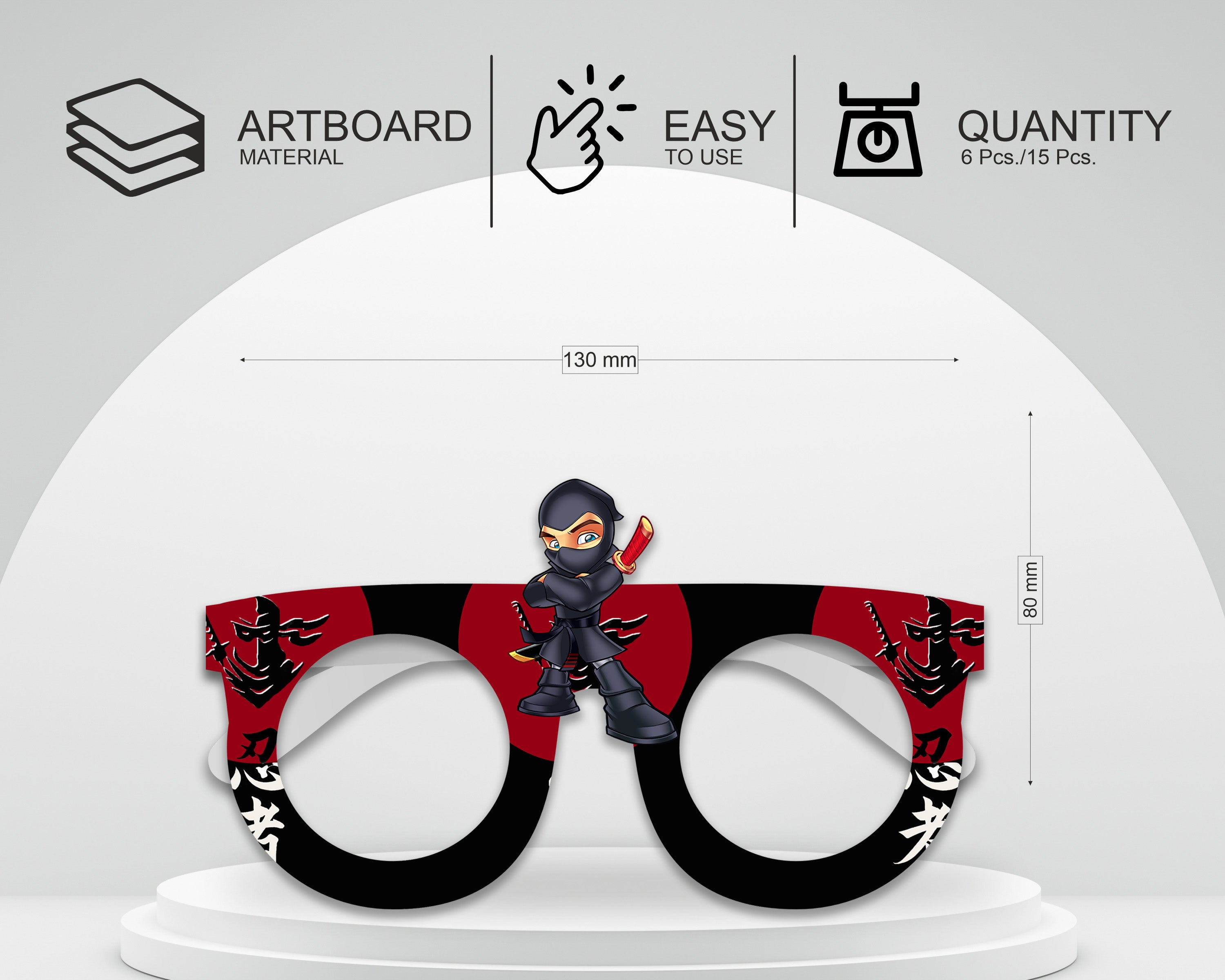 Ninja theme Birthday Party glasses