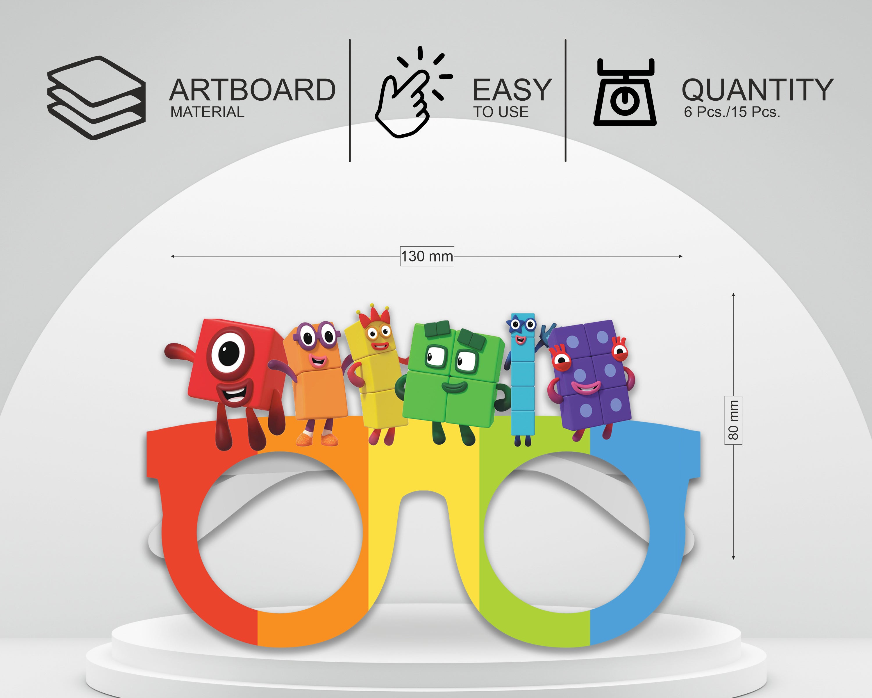 Number Blocks theme Birthday Party glasses