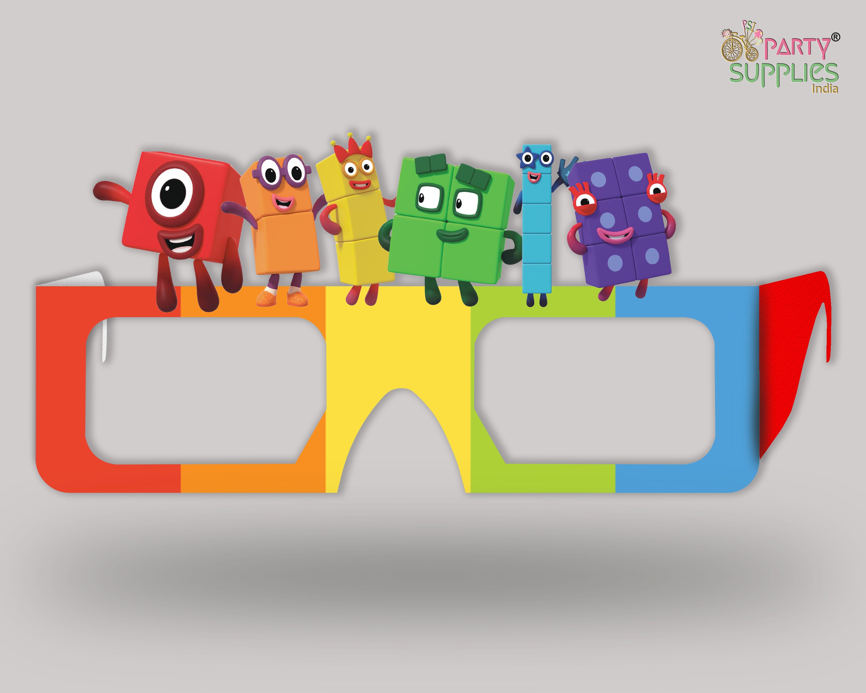 Number Blocks theme Birthday Party glasses