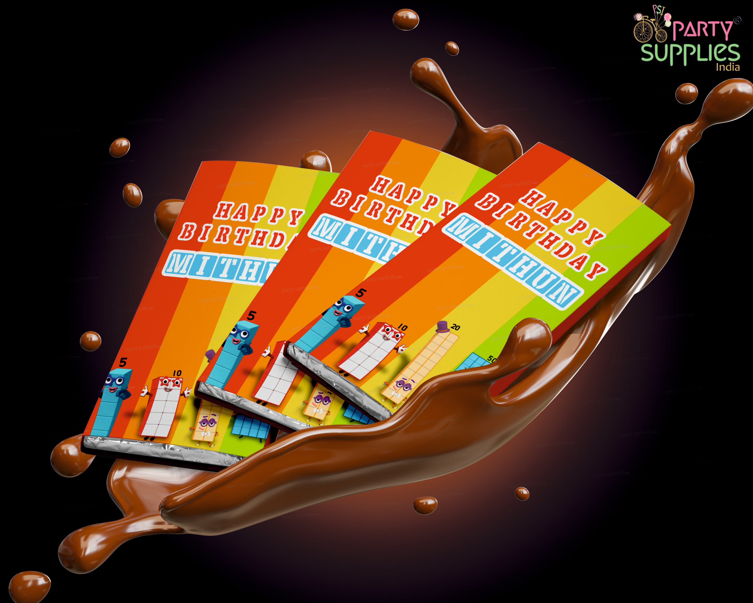 Number Blocks Theme Home Made Chocolate Return Gifts