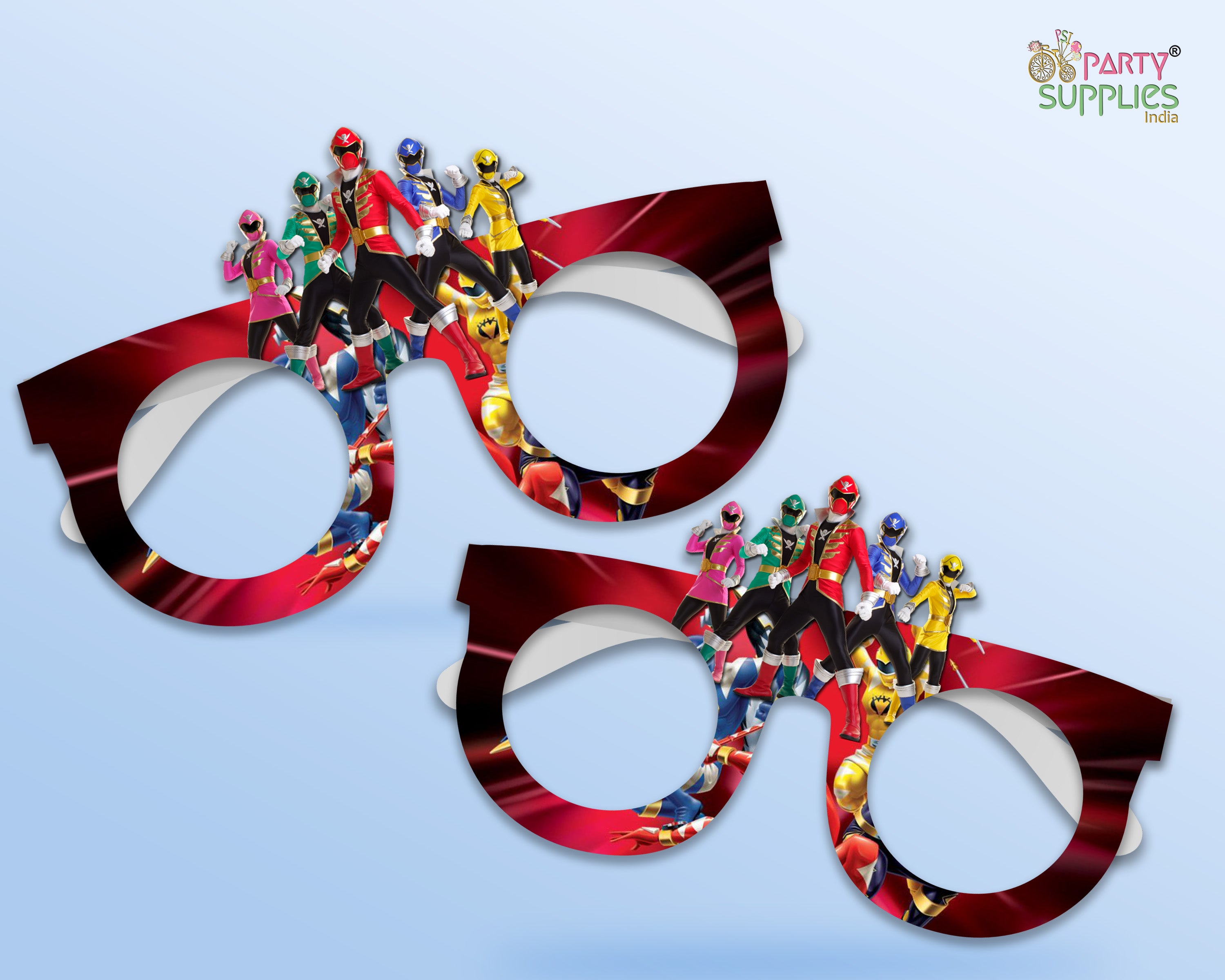 Power Rangers theme Birthday Party glasses