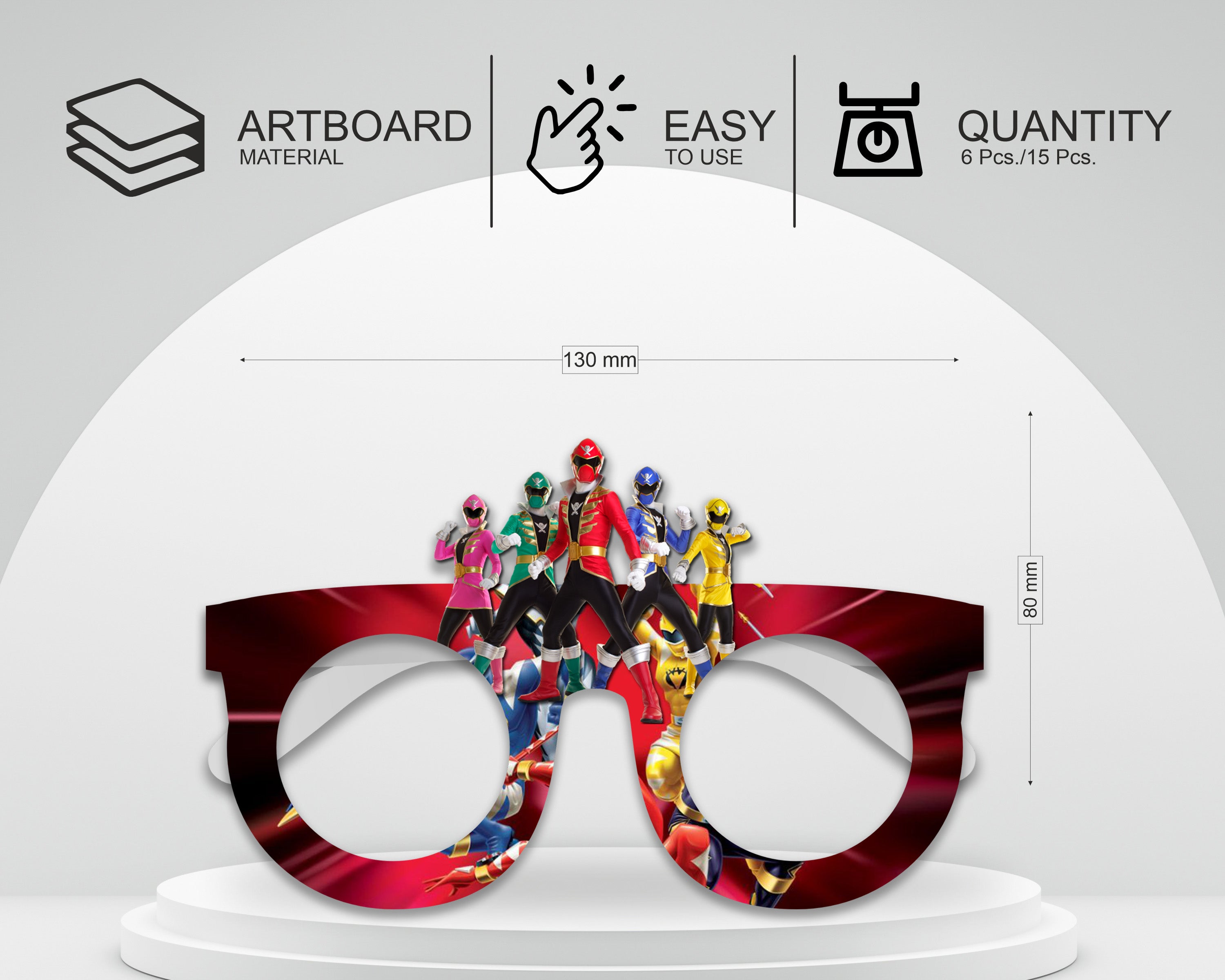 Power Rangers theme Birthday Party glasses