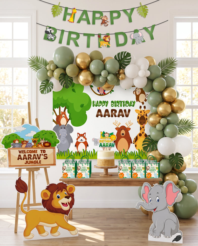 🌿 Jungle balloon-arch set · for Aarav