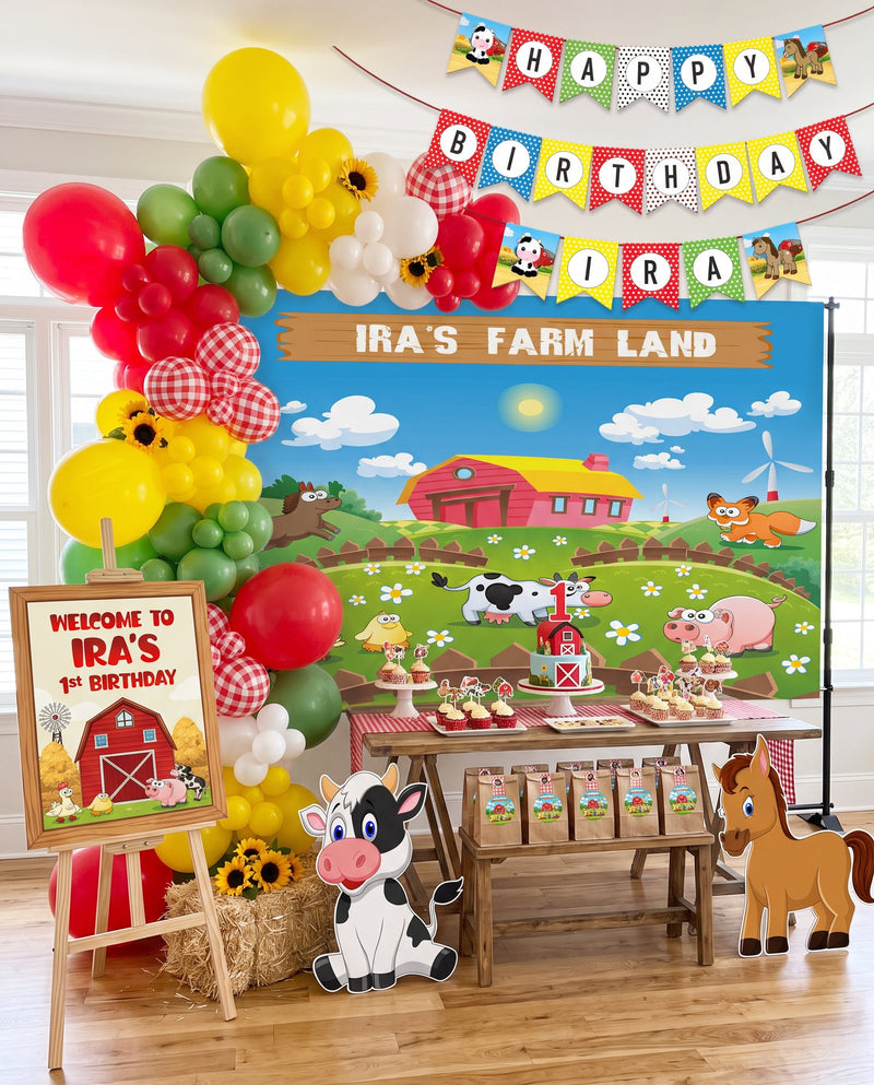 🐄 Farm backdrop, 1st birthday · for Ira